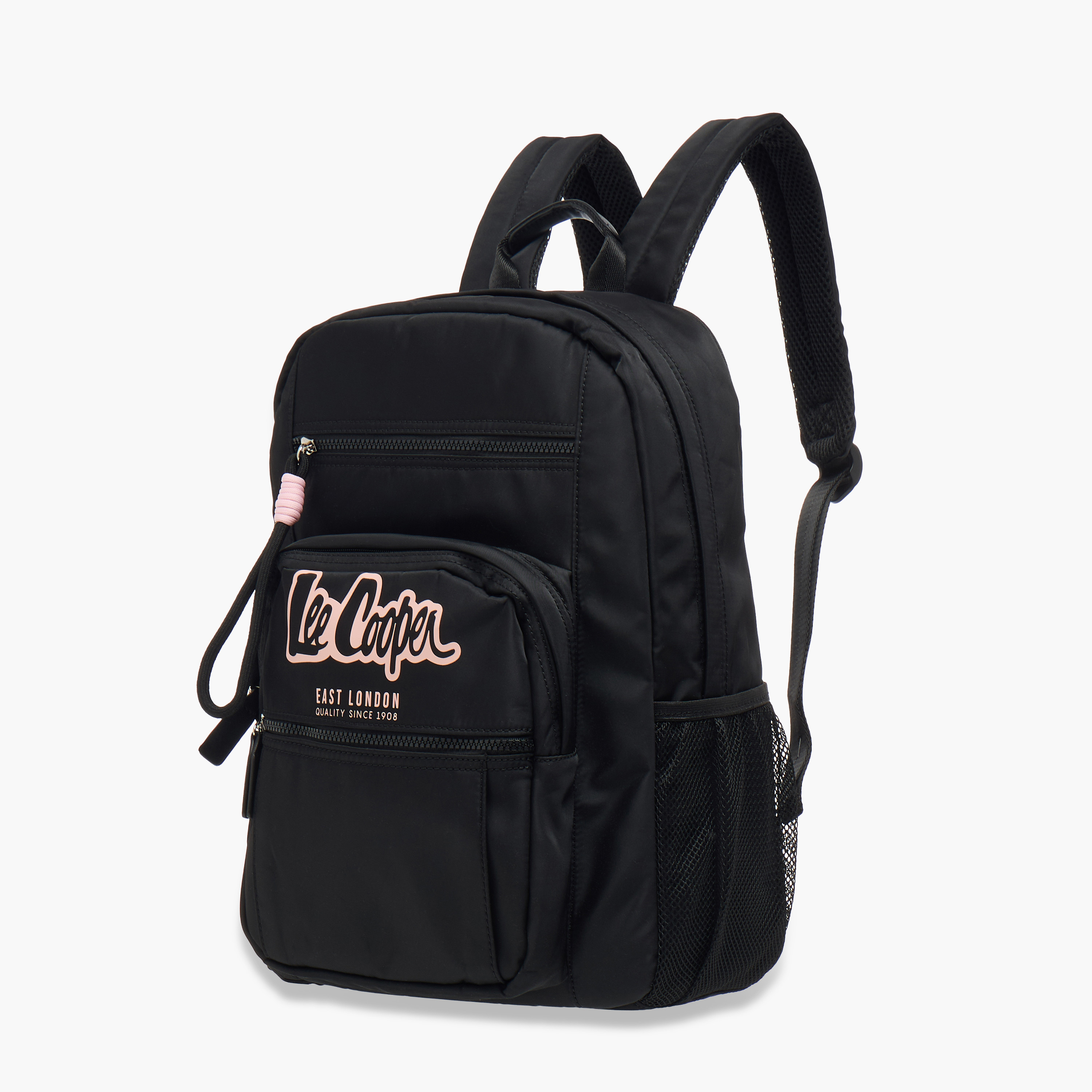 Lee Cooper Logo Print School Backpack with Adjustable Straps and Zip Closure - 32x13x42 cm-women-bagsandwallets-backpacks-image-2