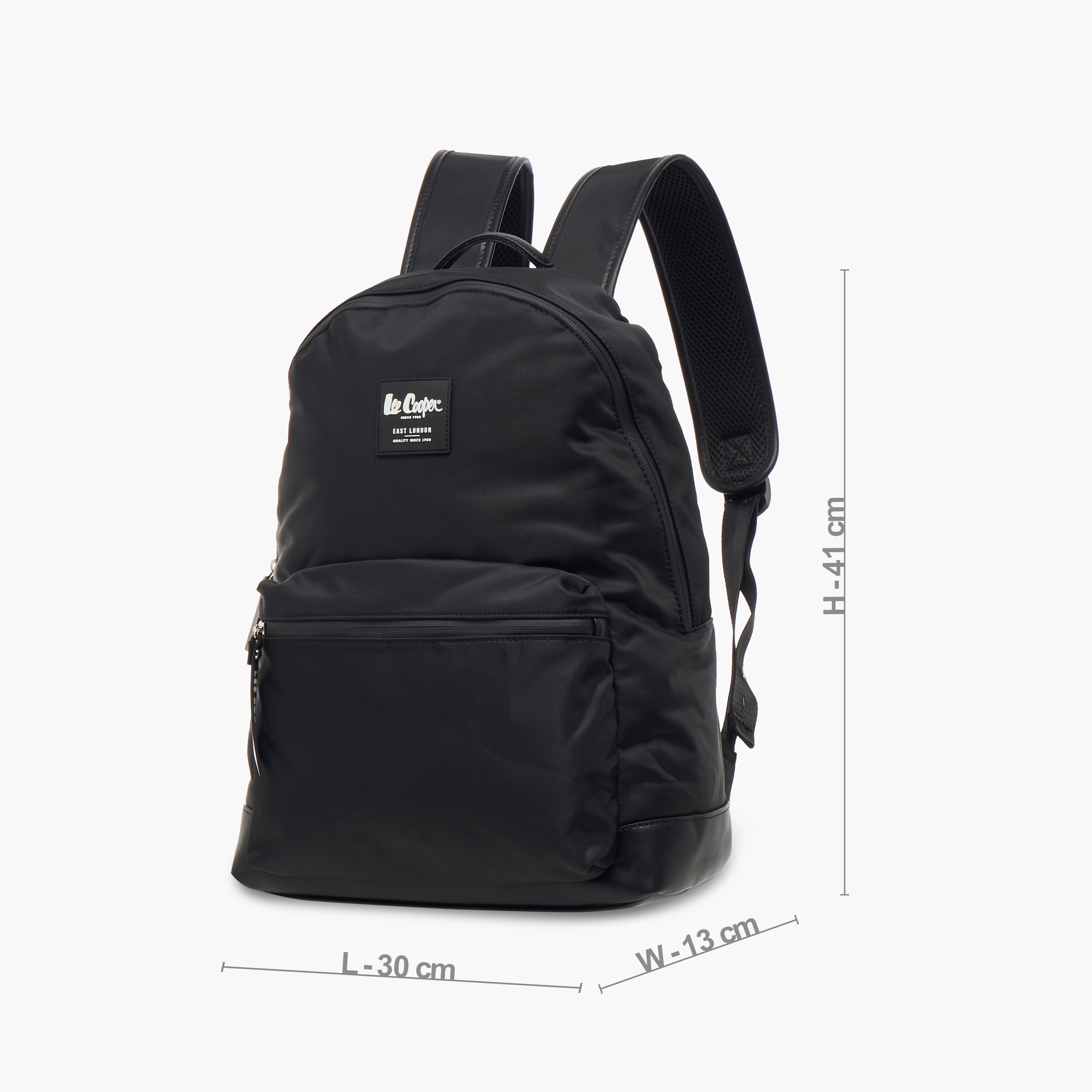 Lee Cooper Solid School Backpack with Adjustable Straps and Zip Closure - 30x13x41 cm-women-bagsandwallets-backpacks-image-2