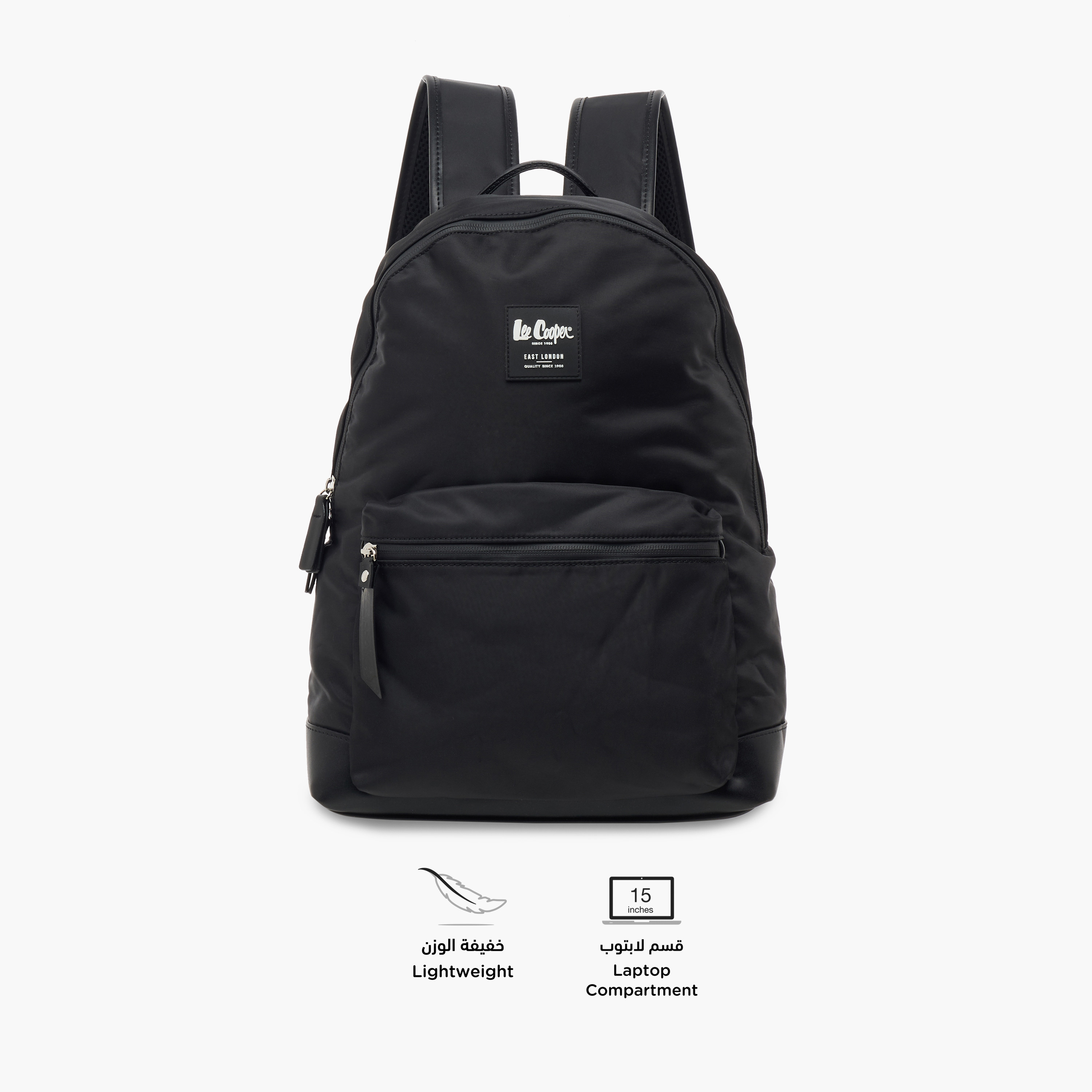 Lee Cooper Solid School Backpack with Adjustable Straps and Zip Closure - 30x13x41 cm-women-bagsandwallets-backpacks-image-4