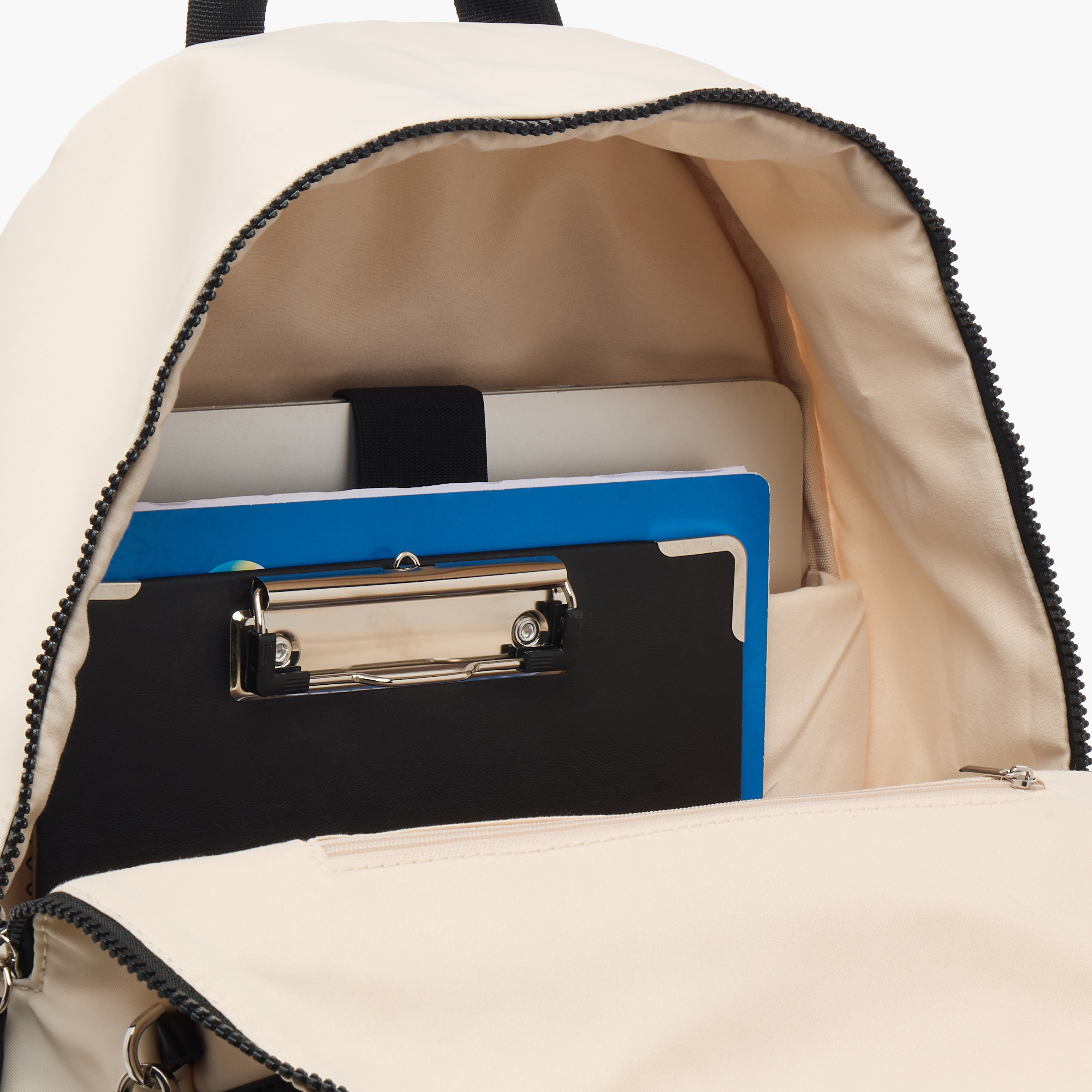 شنطة ظهر مدرسية سادة بسحاب إغلاق وشنطة صغيرة من لي كوبر - 31x15x41 سم-women-bagsandwallets-backpacks-image-1