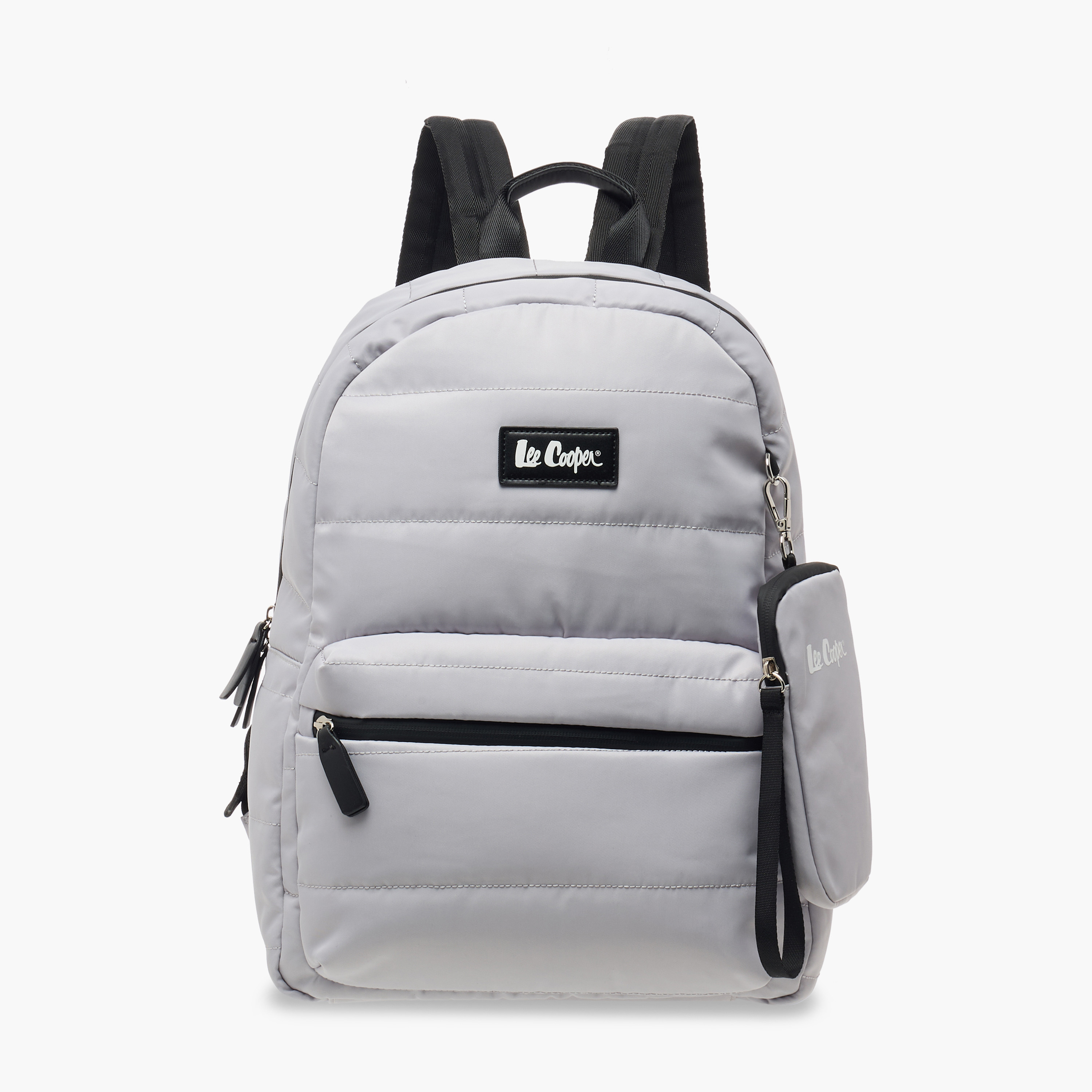 Lee Cooper Solid School Backpack with Zip Closure and Pouch - 31x14x42 cm-women-bagsandwallets-backpacks-image-1