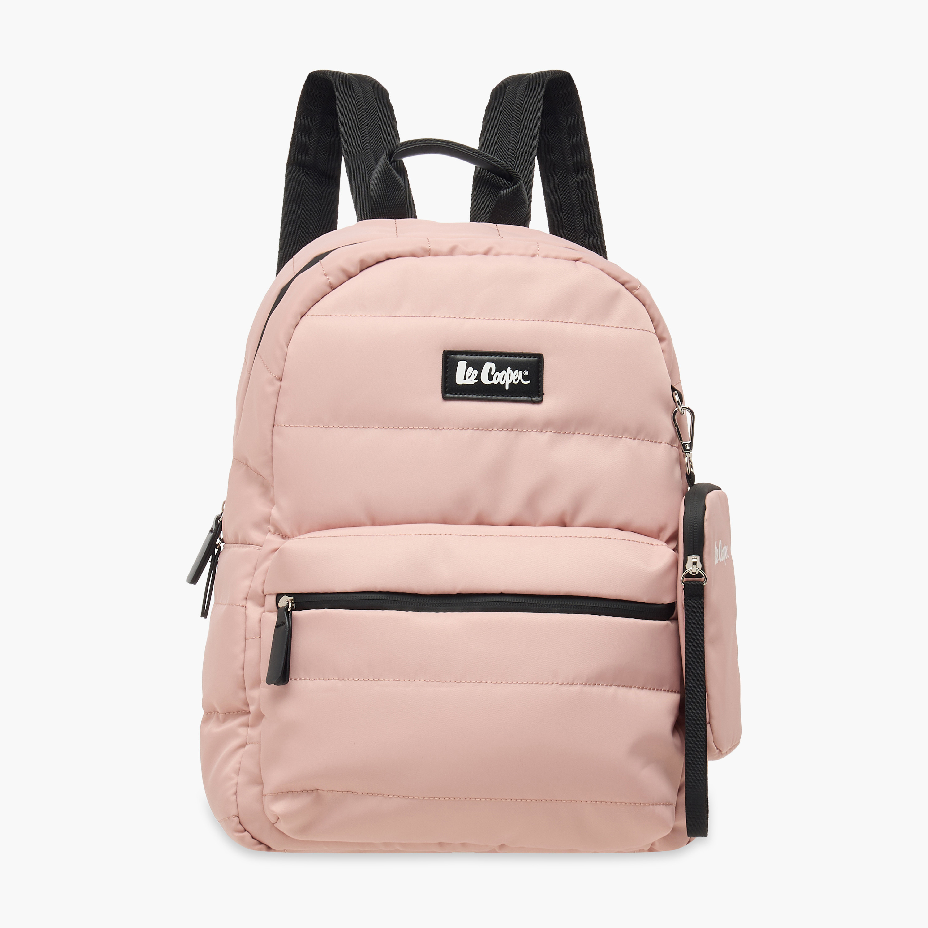 Lee Cooper Solid School Backpack with Zip Closure and Pouch - 31x14x42 cm-women-bagsandwallets-backpacks-image-1