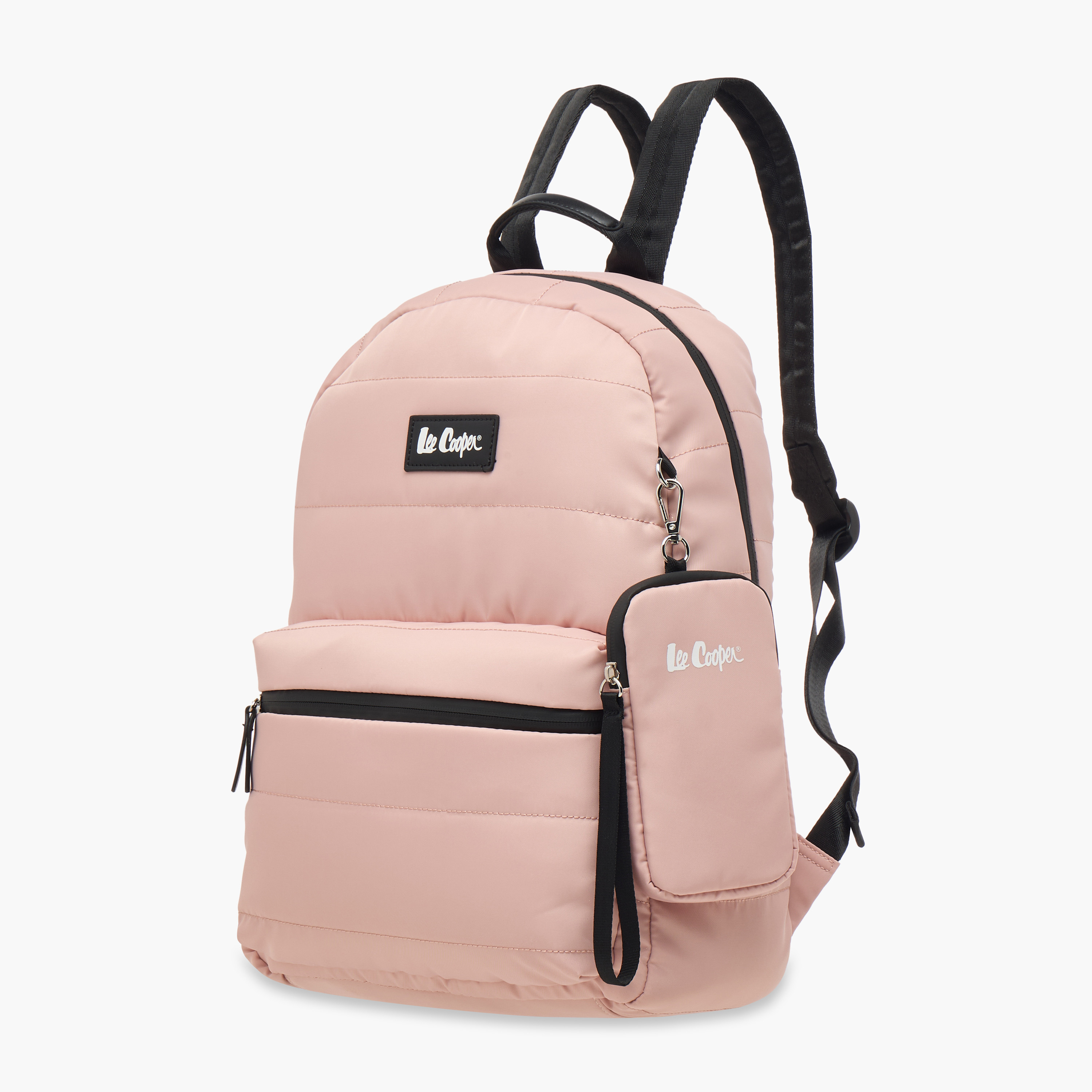 Lee Cooper Solid School Backpack with Zip Closure and Pouch - 31x14x42 cm-women-bagsandwallets-backpacks-image-2