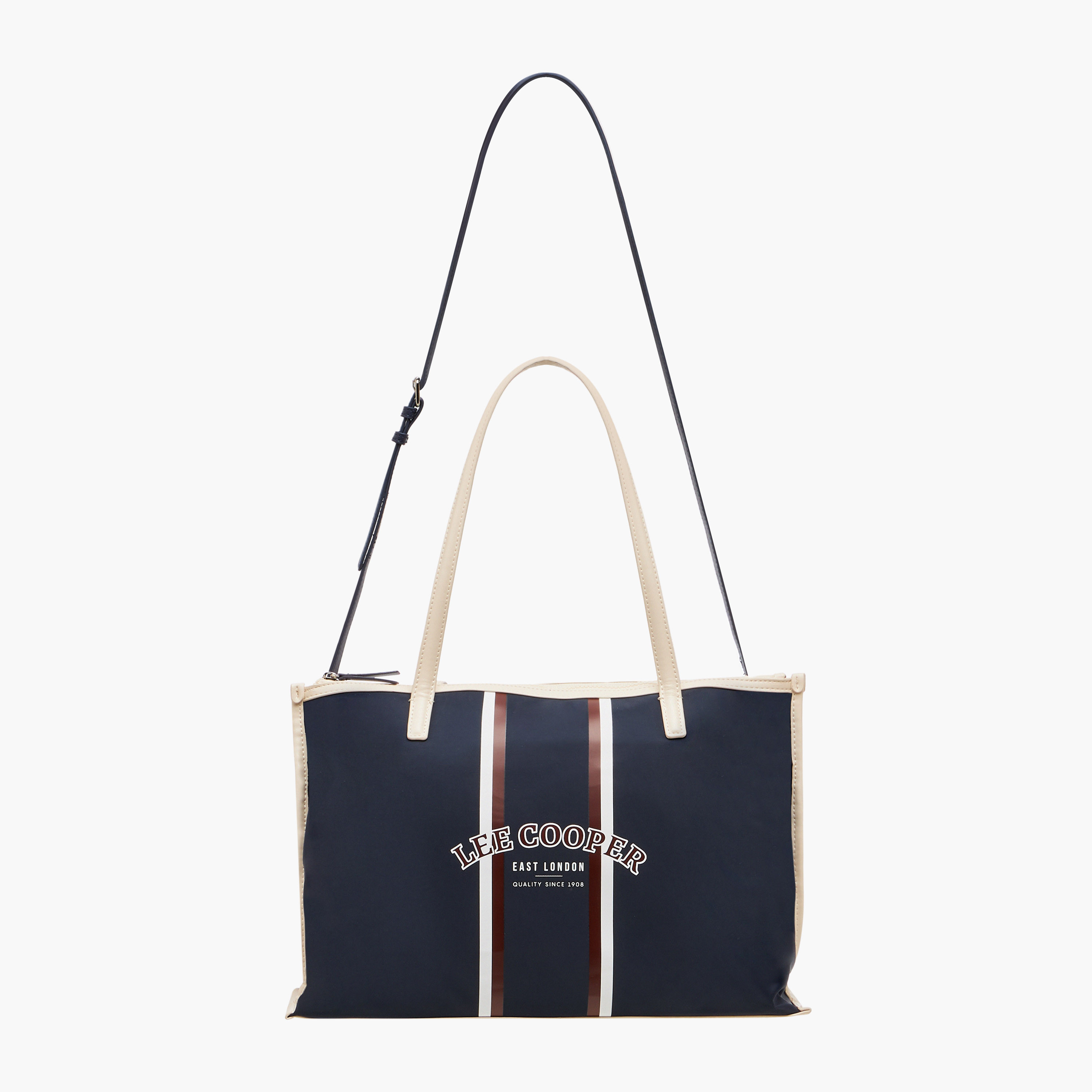 Lee Cooper Logo Print Tote Bag with Double Handle-women-bagsandwallets-handbags-image-3