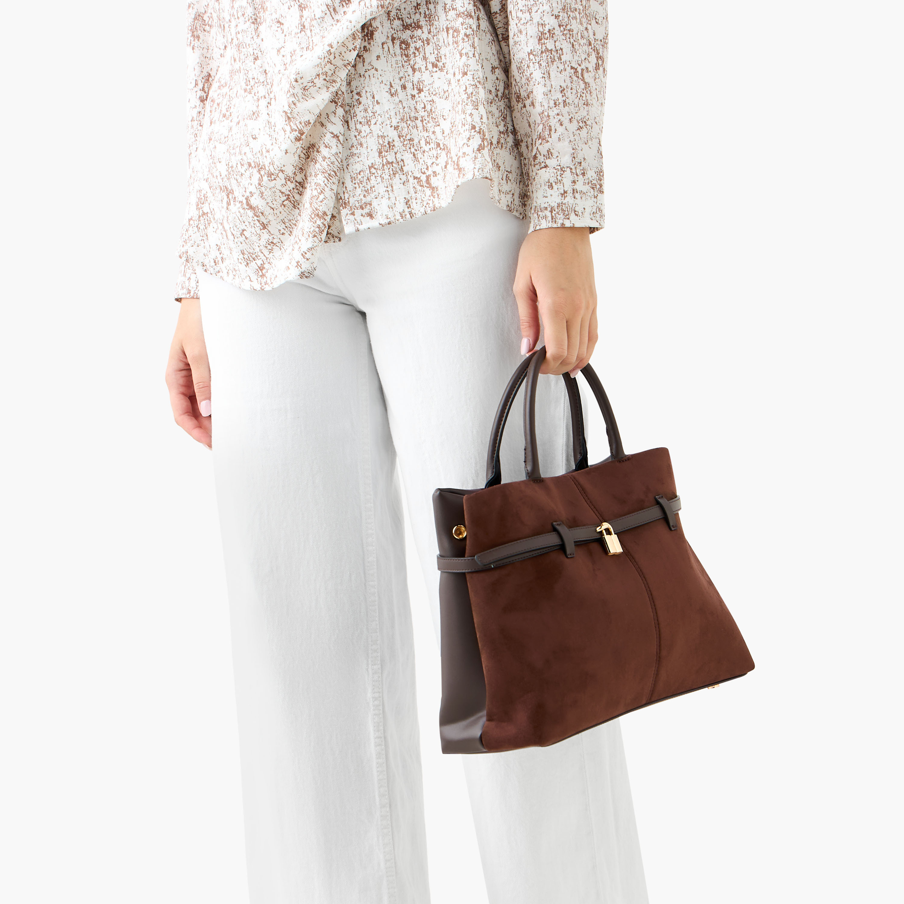 شنطة توتي سادة بحزام قابل للفصل وزر إغلاق من سيليست-women-bagsandwallets-handbags-image-2