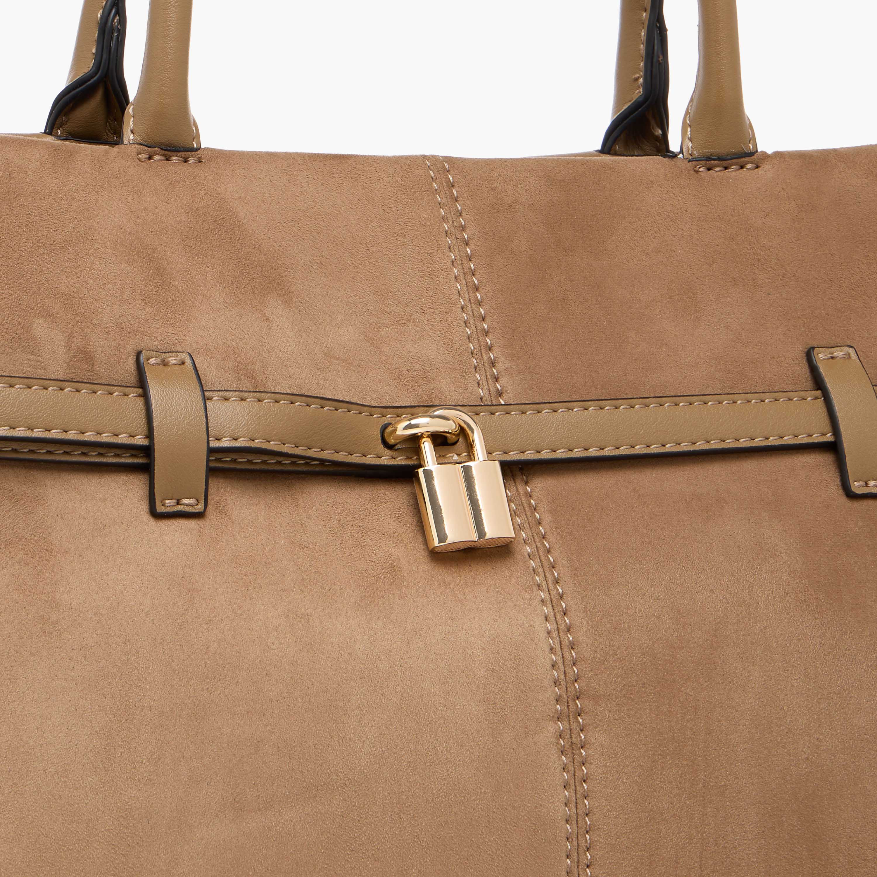 Celeste Solid Tote Bag with Detachable Strap and Button Closure-women-bagsandwallets-handbags-image-5