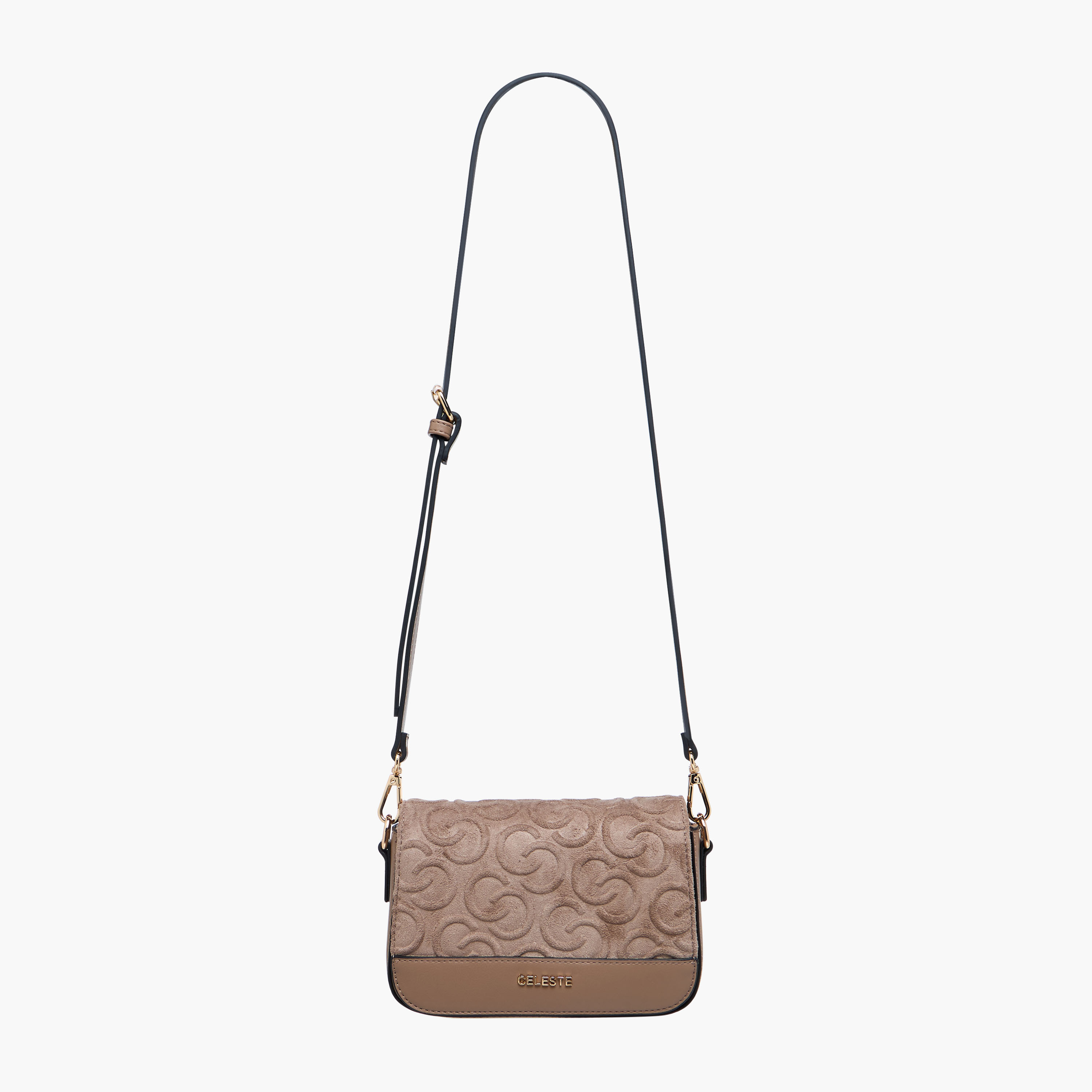 شنطة كروس بودي شمواه بطية إغلاق ونقوش مونوجرام من سيليست-women-bagsandwallets-handbags-image-3