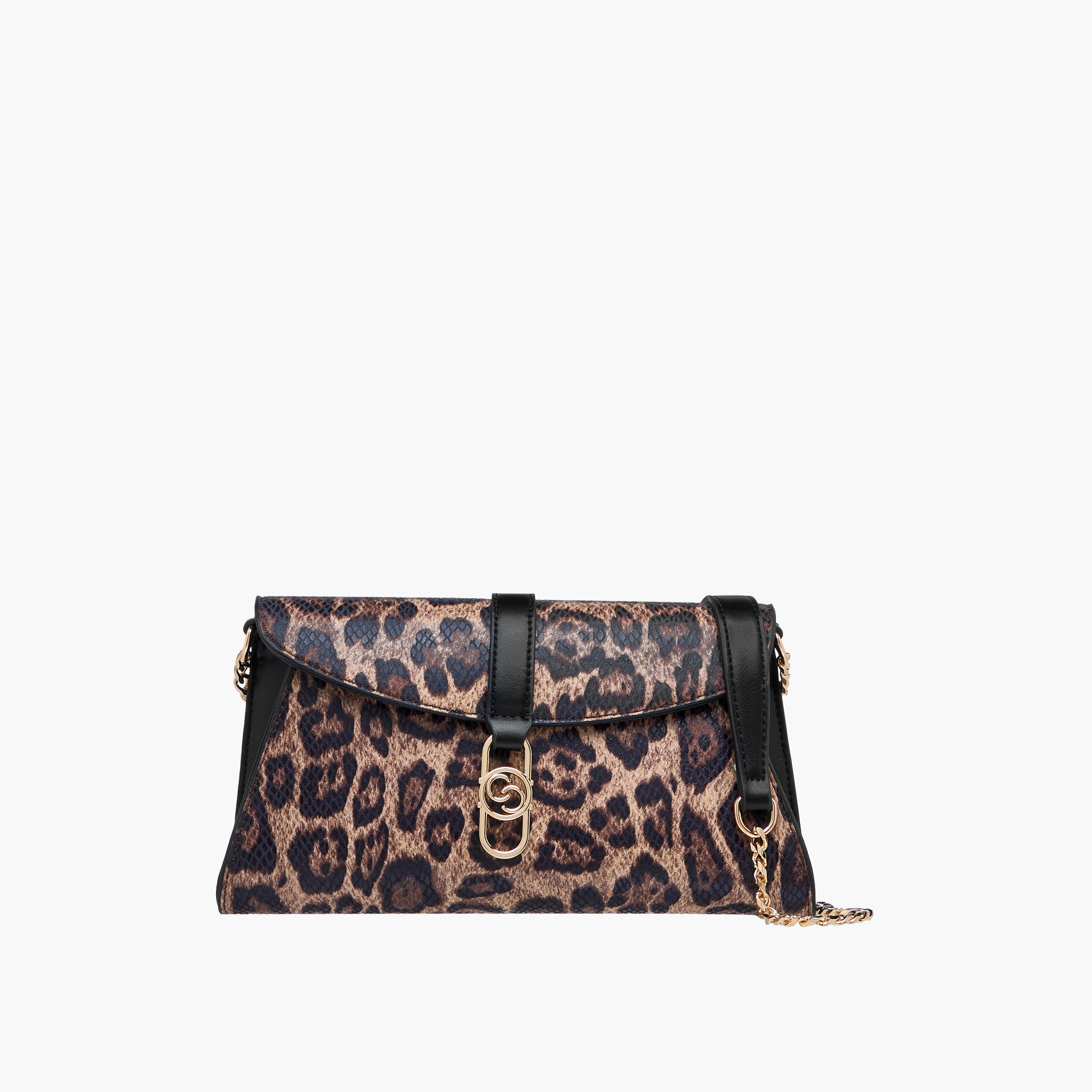 Celeste Animal Print Crossbody Bag with Chain Strap and Flap Closure-women-bagsandwallets-handbags-image-1