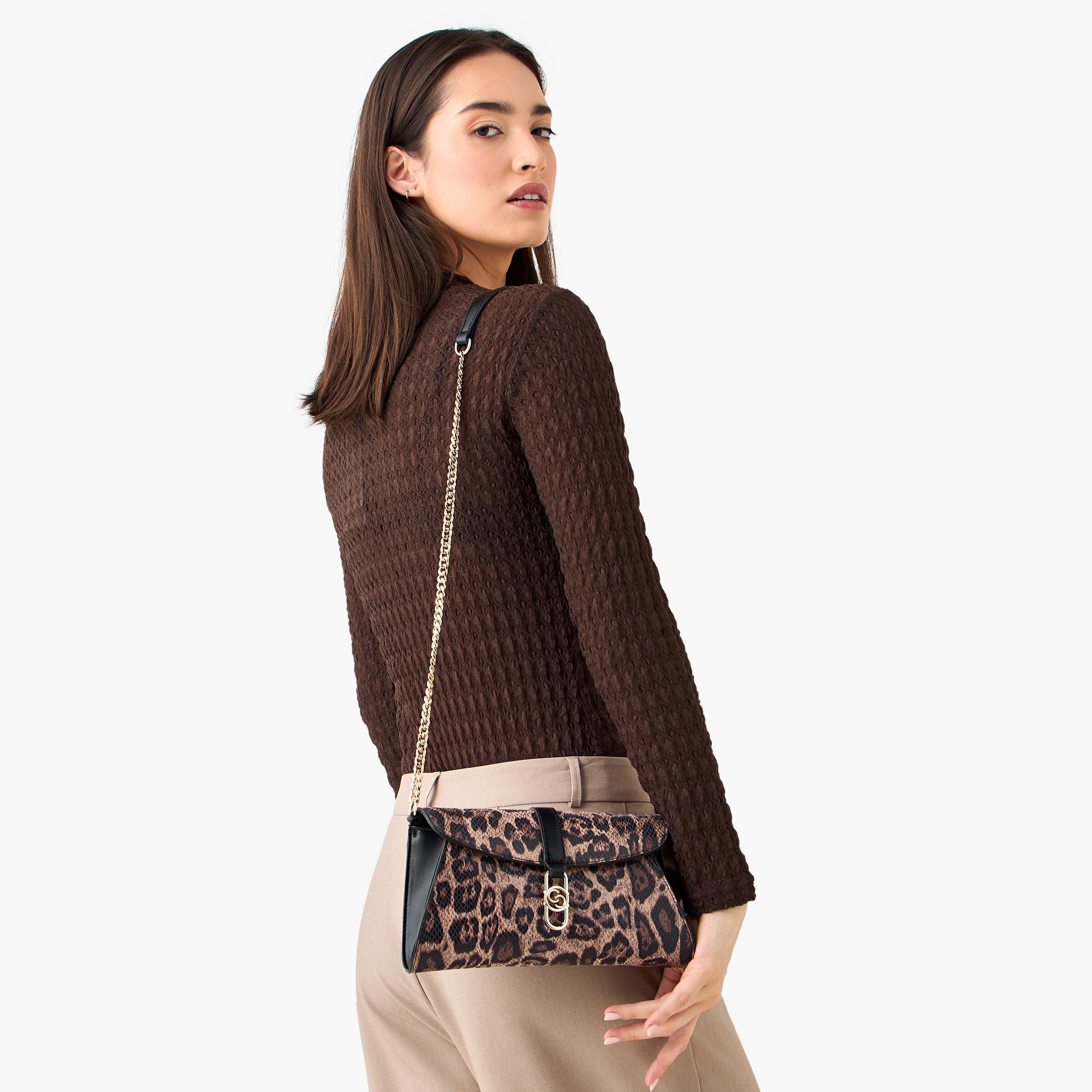 Celeste Animal Print Crossbody Bag with Chain Strap and Flap Closure-women-bagsandwallets-handbags-image-2