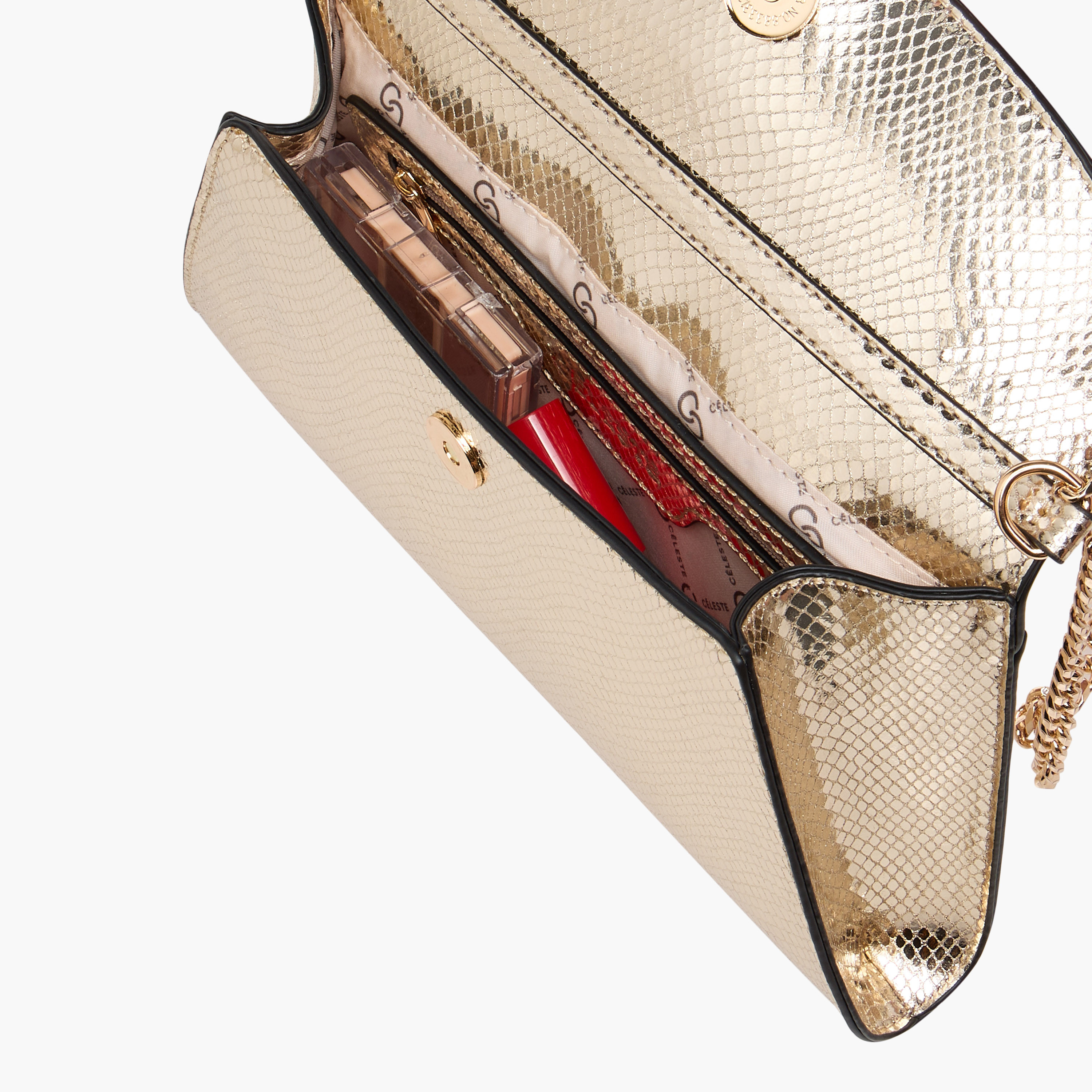 Celeste Textured Crossbody Bag with Chain Strap and Flap Closure-women-bagsandwallets-handbags-image-8