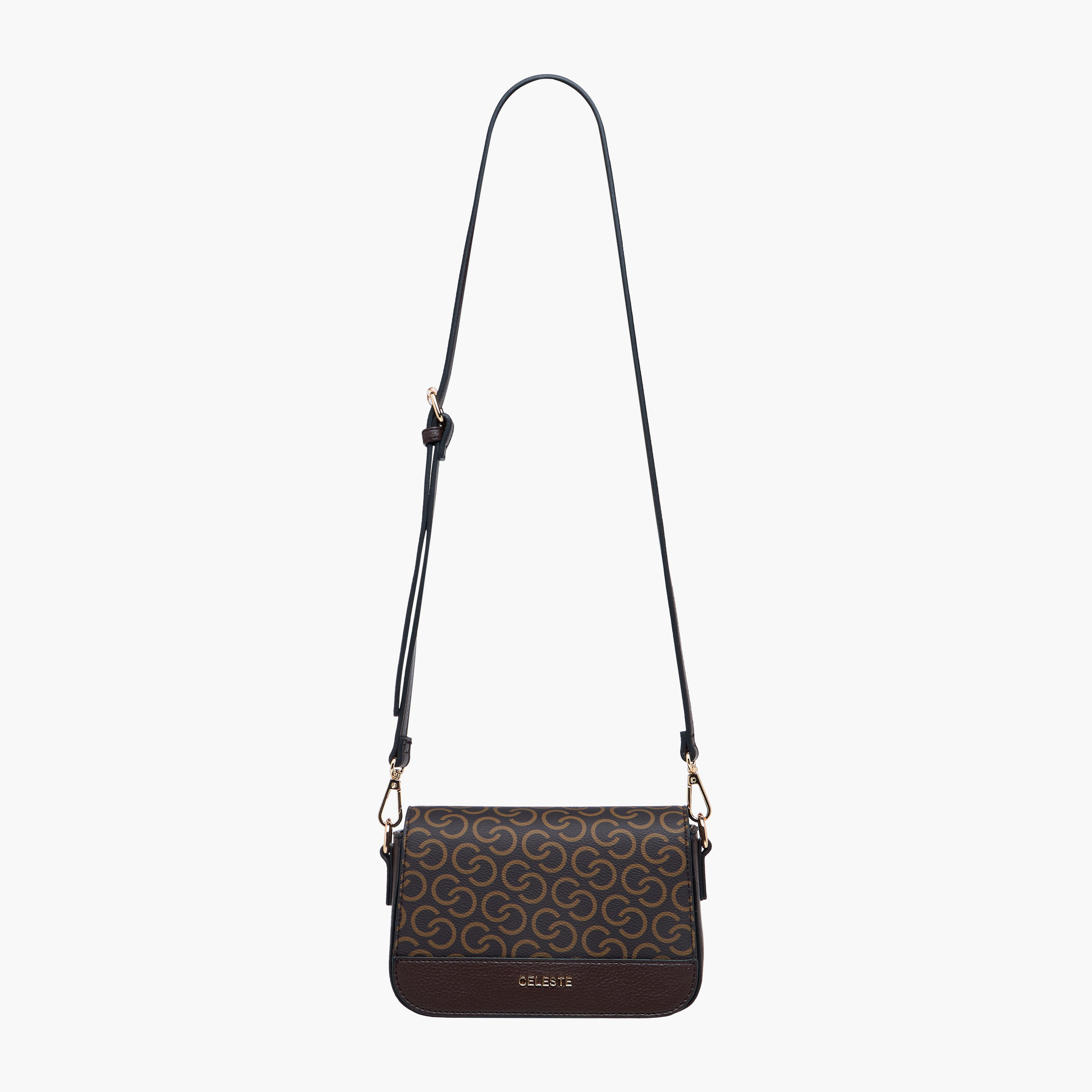 Celeste Monogram Print Crossbody Bag with Detachable Strap and Flap Closure-women-bagsandwallets-handbags-image-3