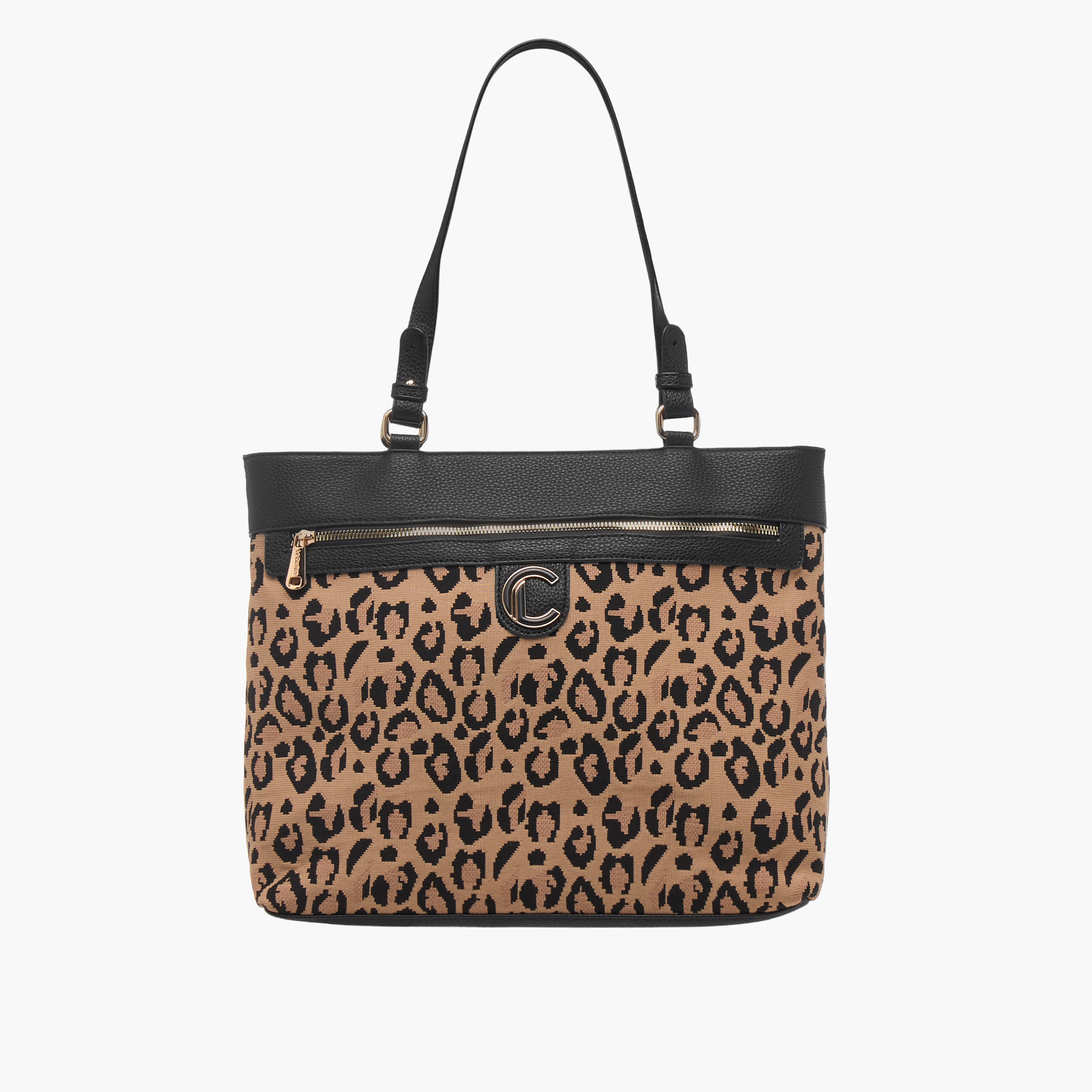 Le Confort Animal Print Tote Bag with Zip Closure-women-bagsandwallets-handbags-image-1