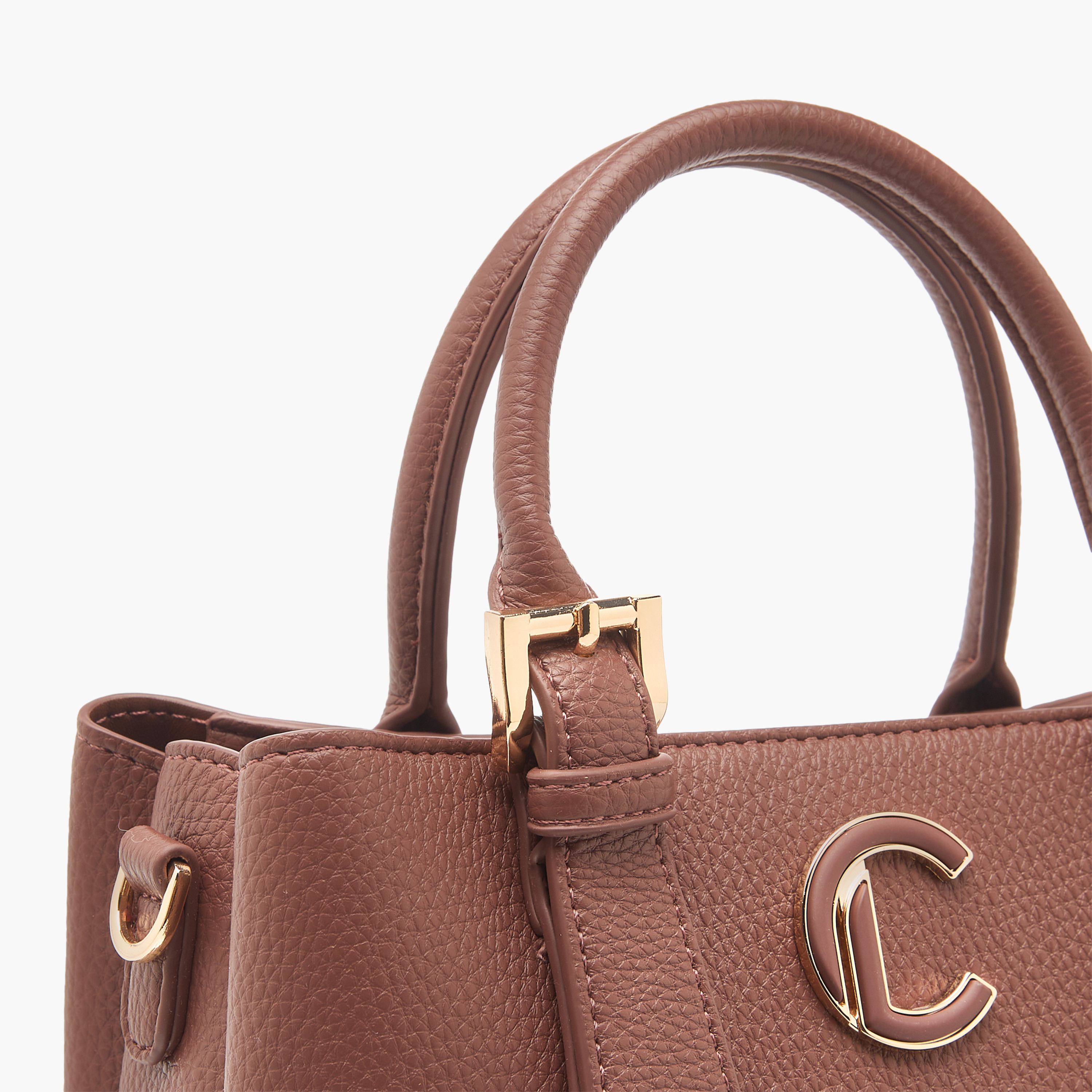 Le Confort Textured Tote Bag with Detachable Strap and Zip Closure-women-bagsandwallets-handbags-image-5
