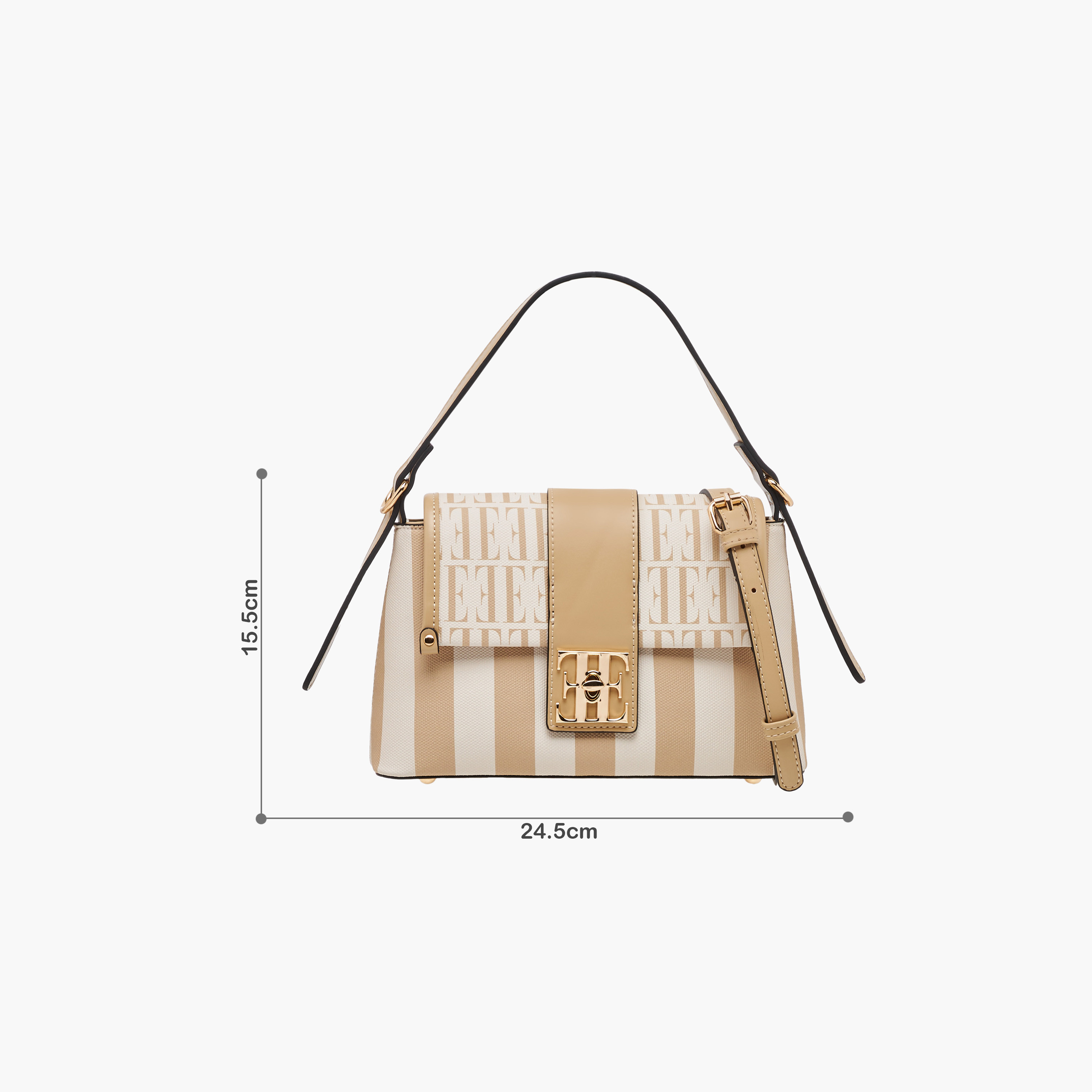Elle Monogram Print Satchel Bag with Adjustable Strap-women-bagsandwallets-handbags-image-2