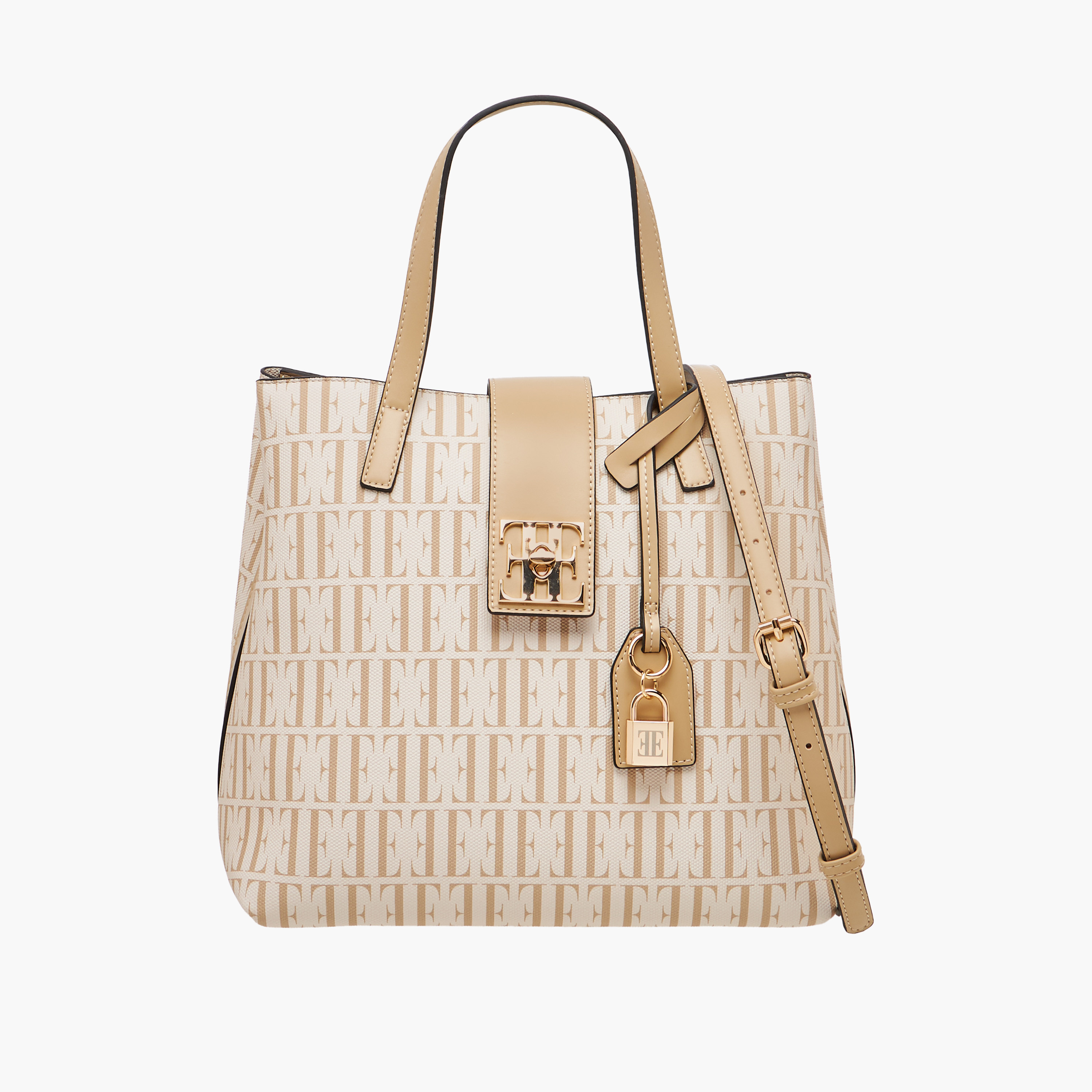 شنطة توتي بطبعات مونوجرام ومقبض مزدوج وقفل إغلاق تويست من إيل-women-bagsandwallets-handbags-image-1