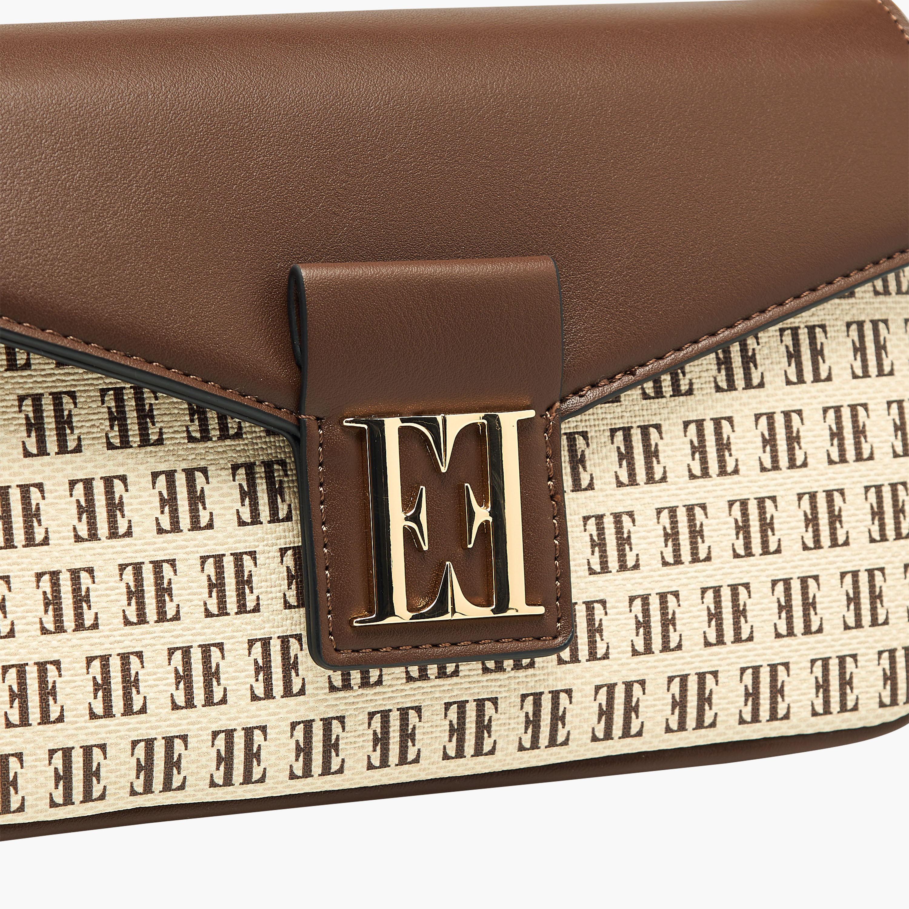 Elle Monogram Print Crossbody Bag with Adjustable Strap and Button Closure-women-bagsandwallets-handbags-image-6