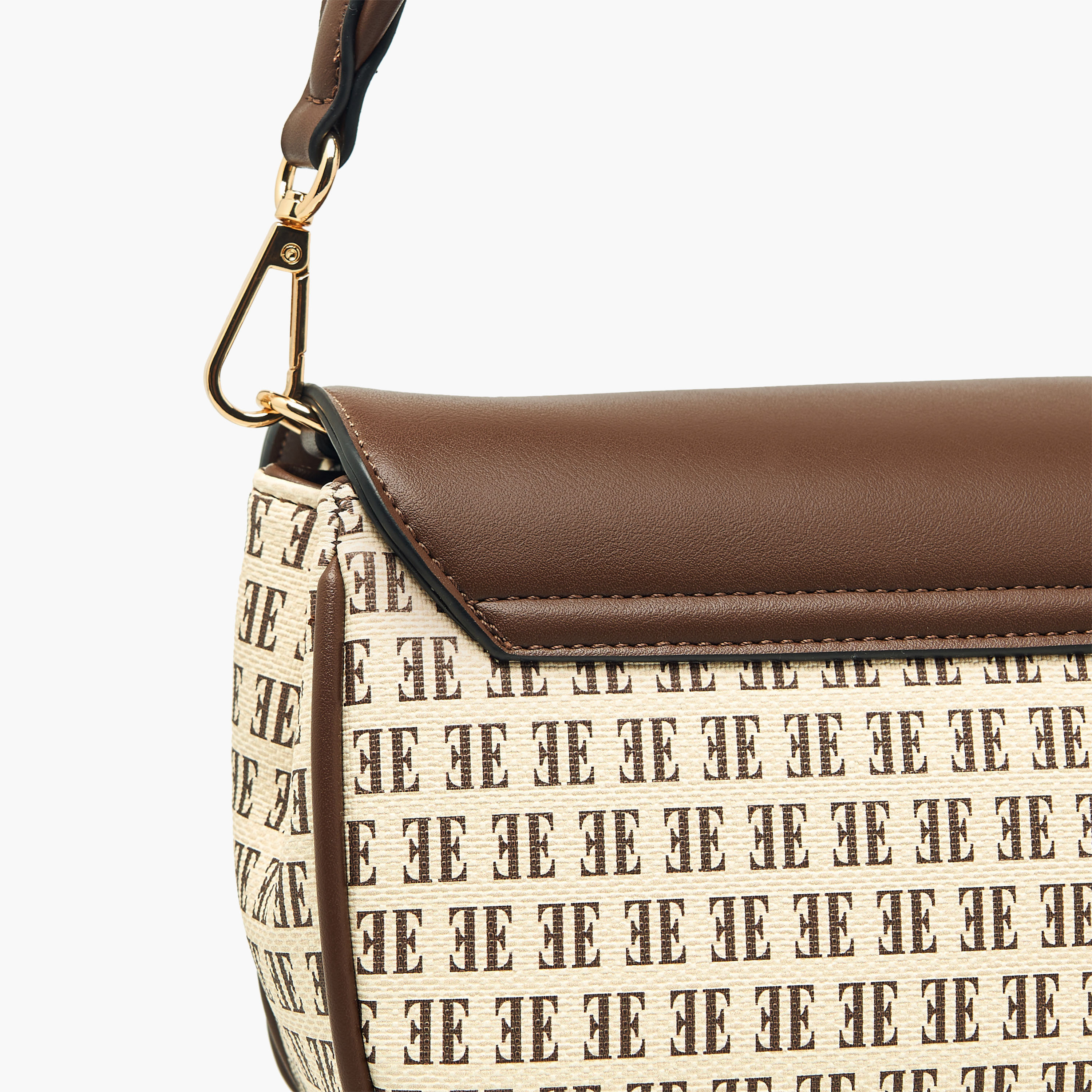 Elle Monogram Print Crossbody Bag with Adjustable Strap and Button Closure-women-bagsandwallets-handbags-image-7