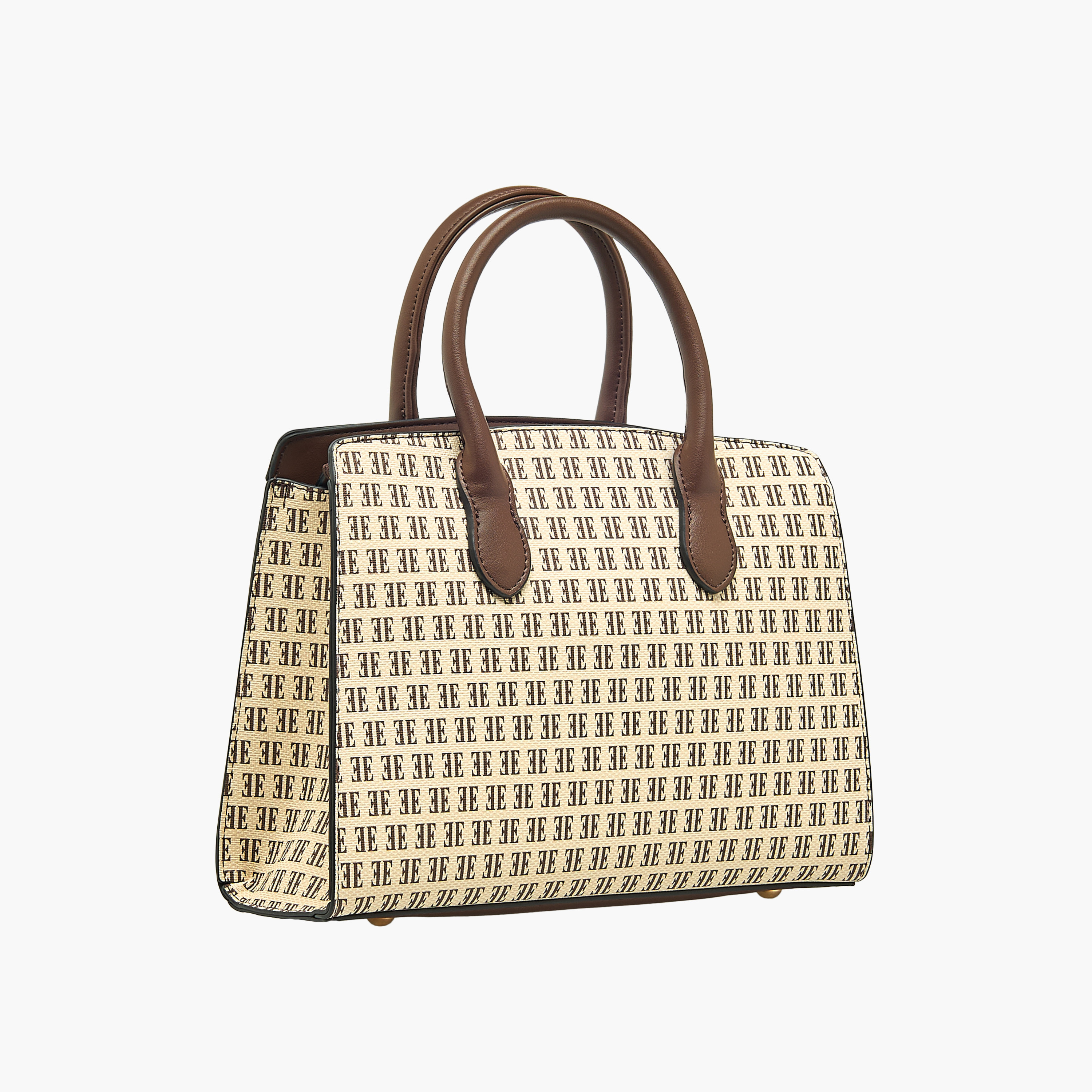 Elle Monogram Print Tote Bag with Double Handle and Zip Closure-women-bagsandwallets-handbags-image-5