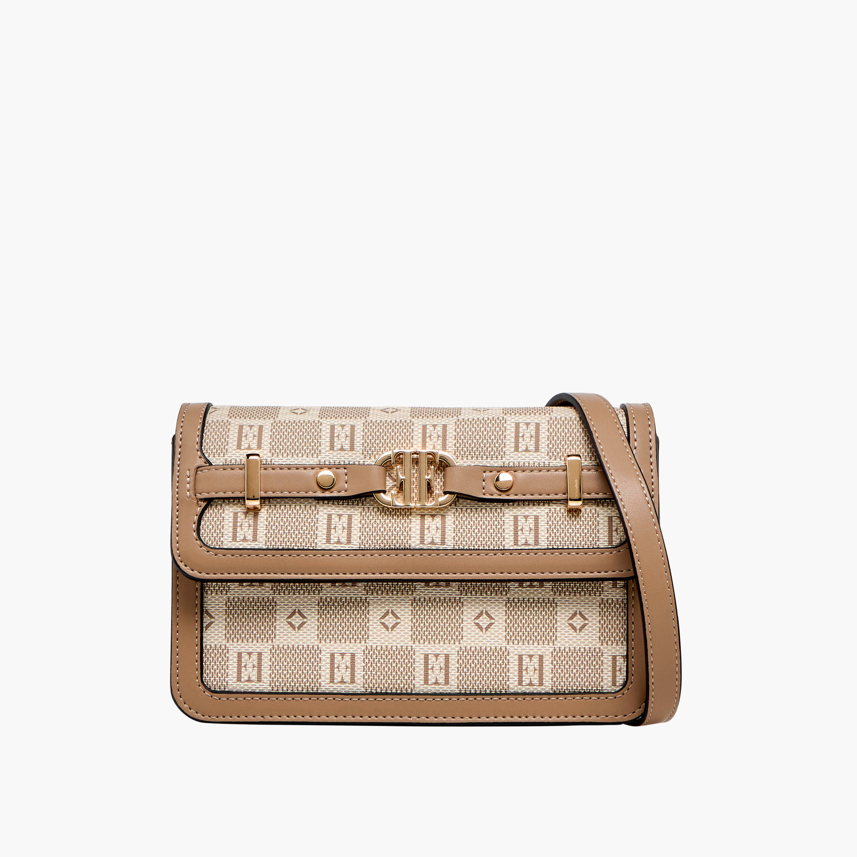 شنطة كروس بودي بحزام قابل للفصل وطيّة إغلاق وطبعات مونوجرام من إيل-women-bagsandwallets-handbags-image-1