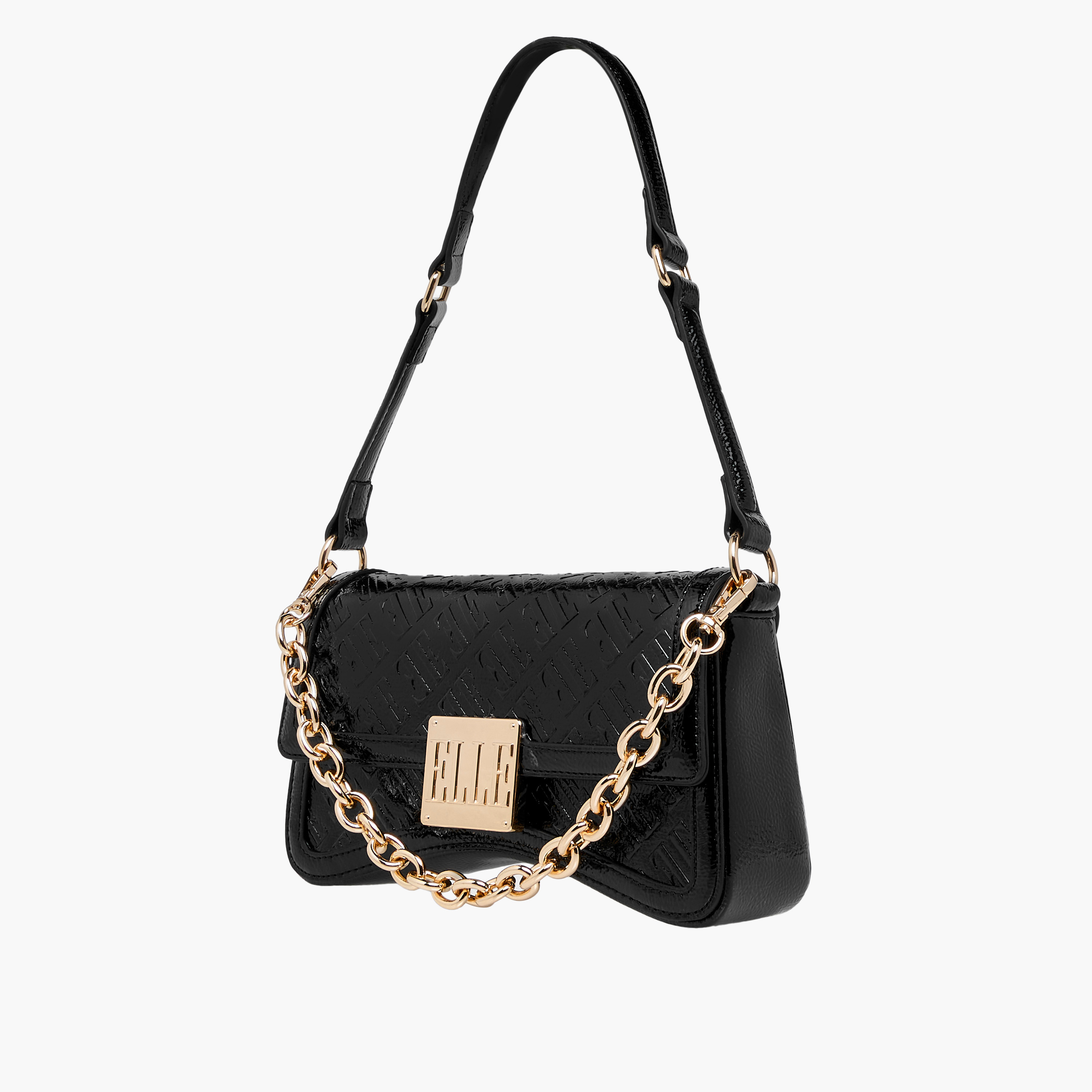 شنطة كتف بنقوش مونوجرام وزر إغلاق من إيل-women-bagsandwallets-handbags-image-4