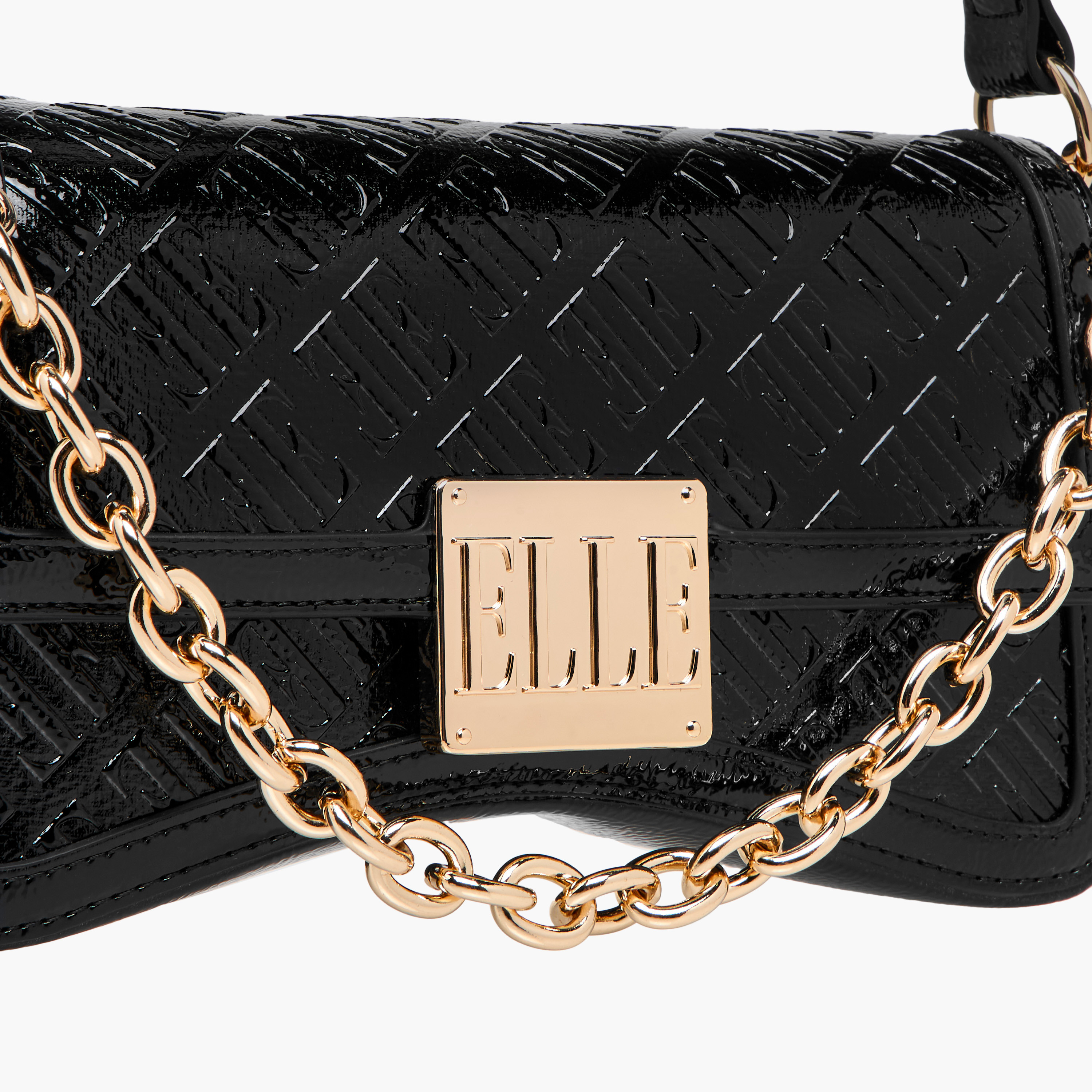 شنطة كتف بنقوش مونوجرام وزر إغلاق من إيل-women-bagsandwallets-handbags-image-6