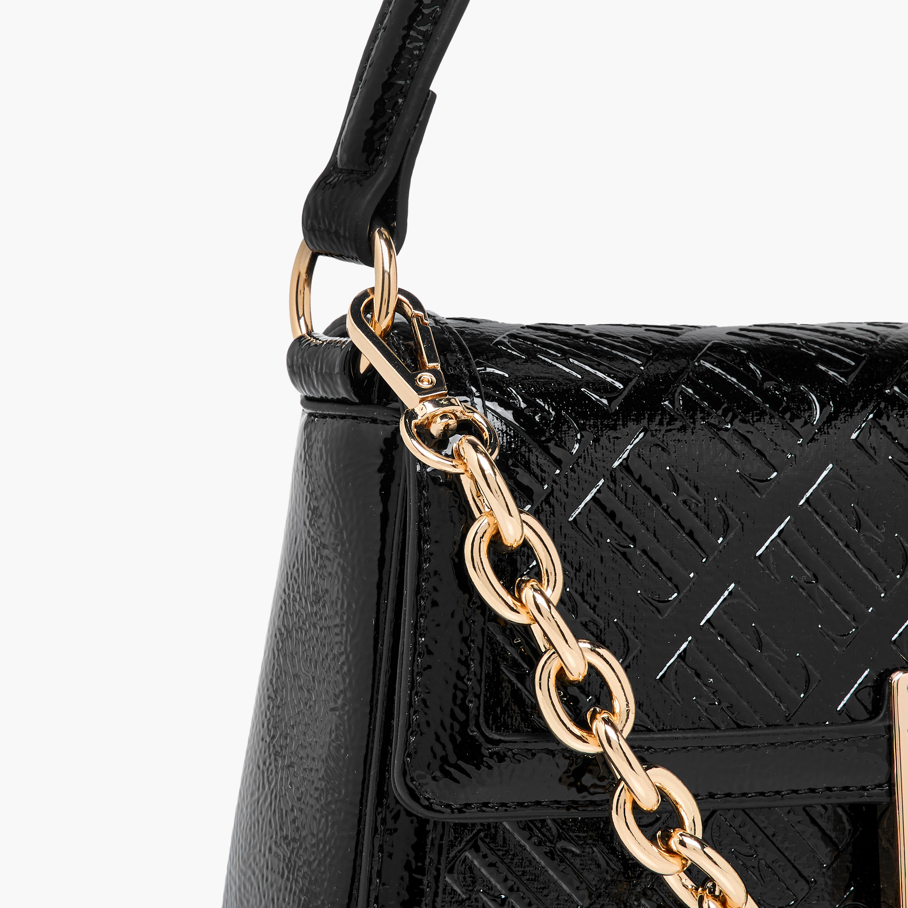 شنطة كتف بنقوش مونوجرام وزر إغلاق من إيل-women-bagsandwallets-handbags-image-7