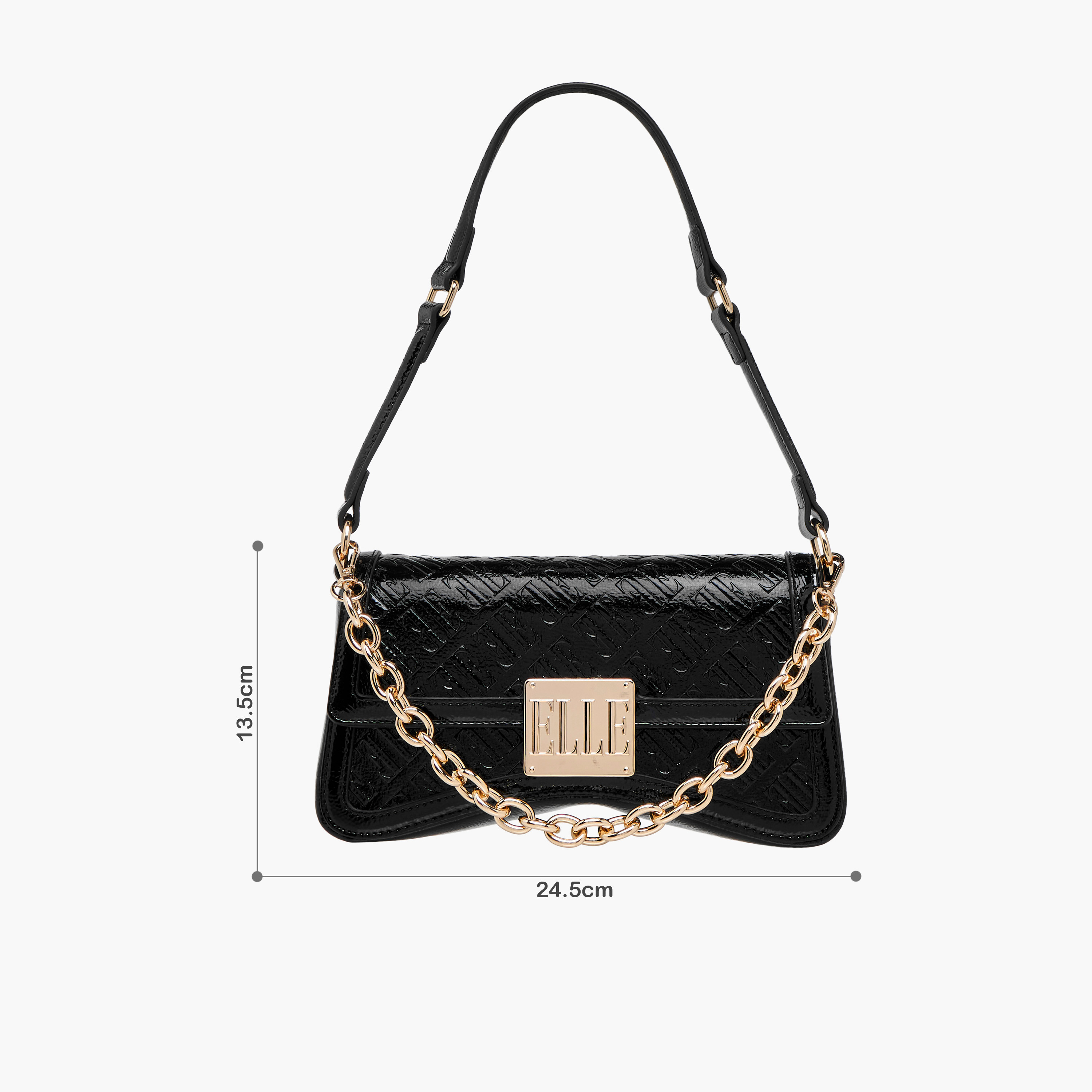 شنطة كتف بنقوش مونوجرام وزر إغلاق من إيل-women-bagsandwallets-handbags-image-2