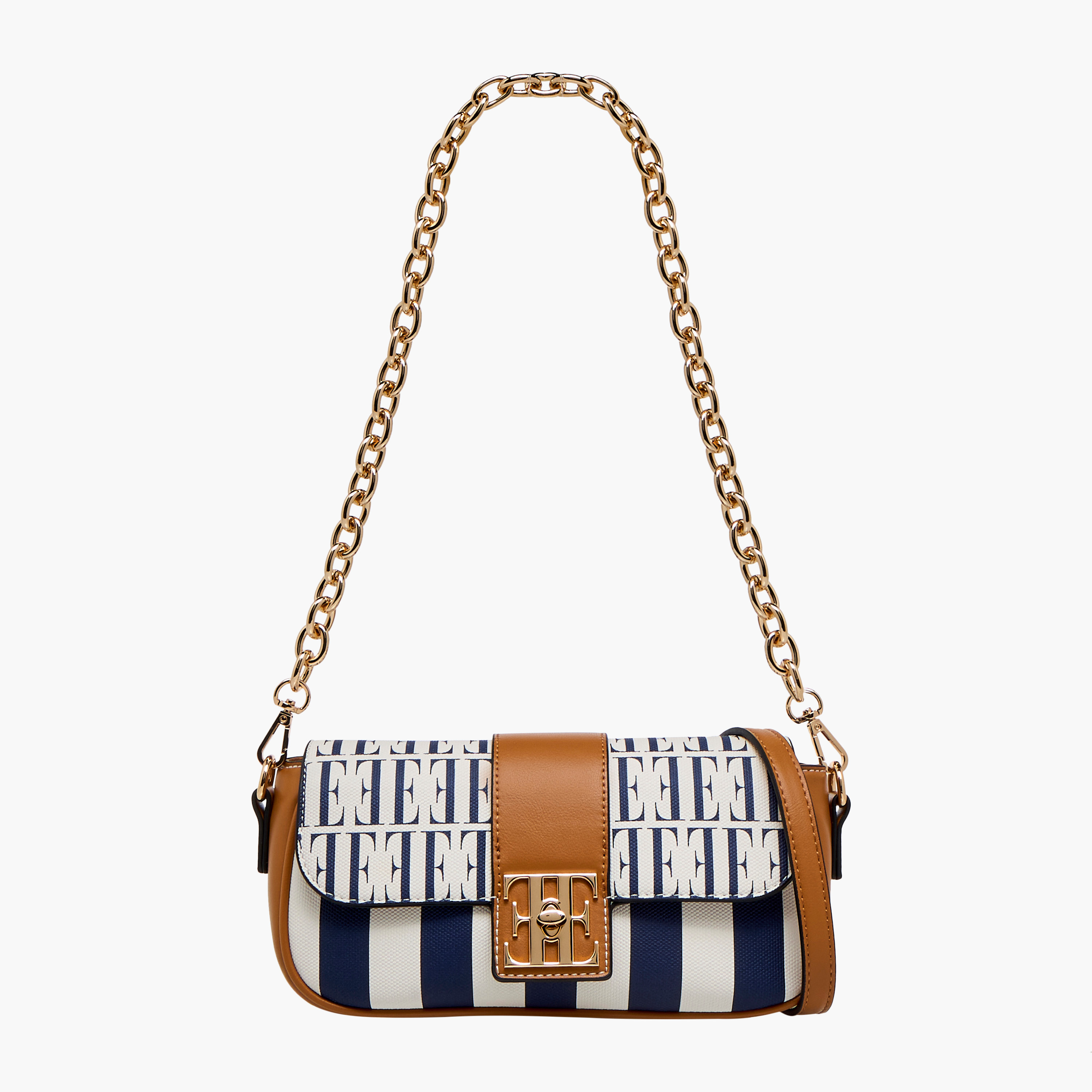 شنطة كروس بودي بحزام سلسلة وقفل إغلاق دوّار وطبعات مونوجرام من إيل-women-bagsandwallets-handbags-image-1