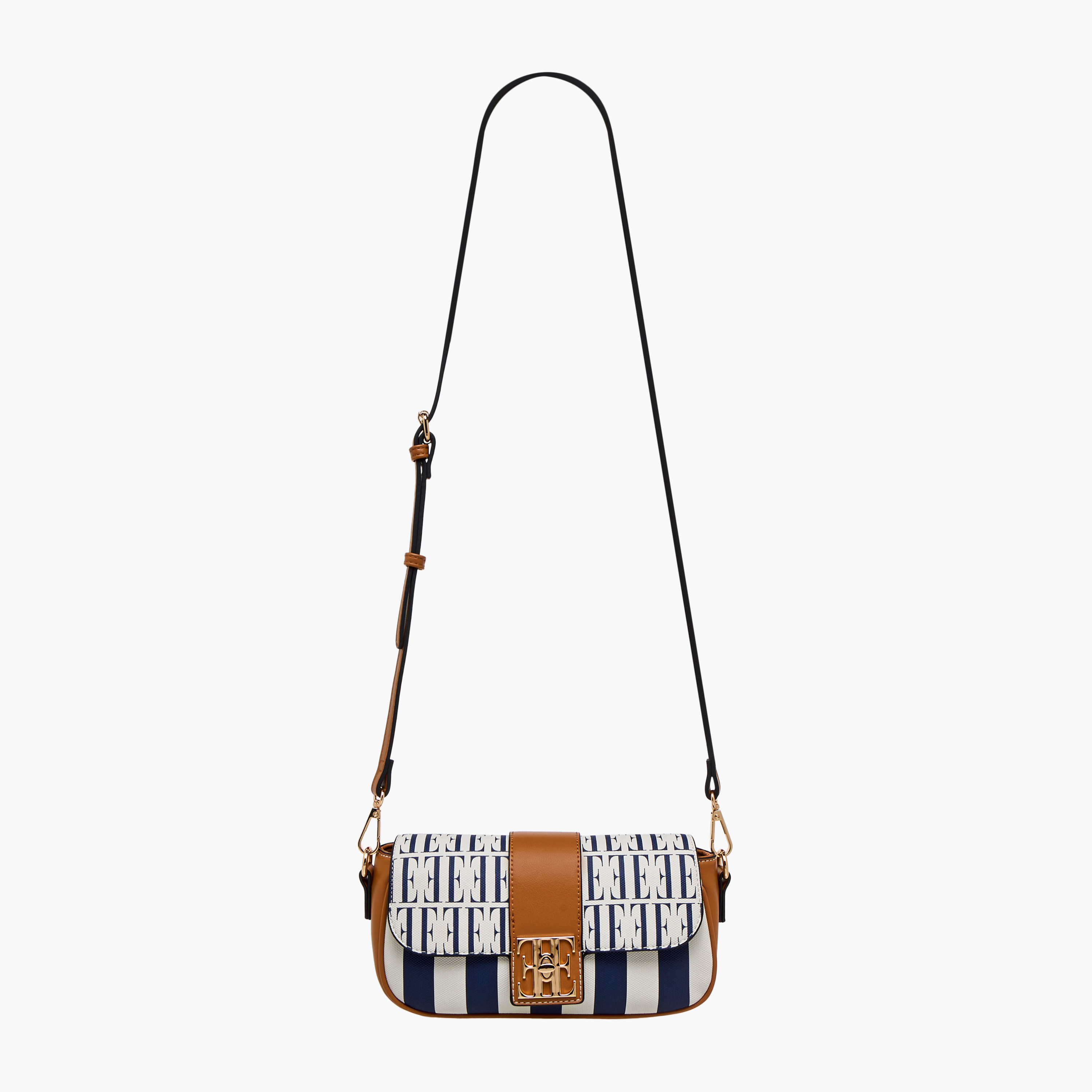 شنطة كروس بودي بحزام سلسلة وقفل إغلاق دوّار وطبعات مونوجرام من إيل-women-bagsandwallets-handbags-image-4