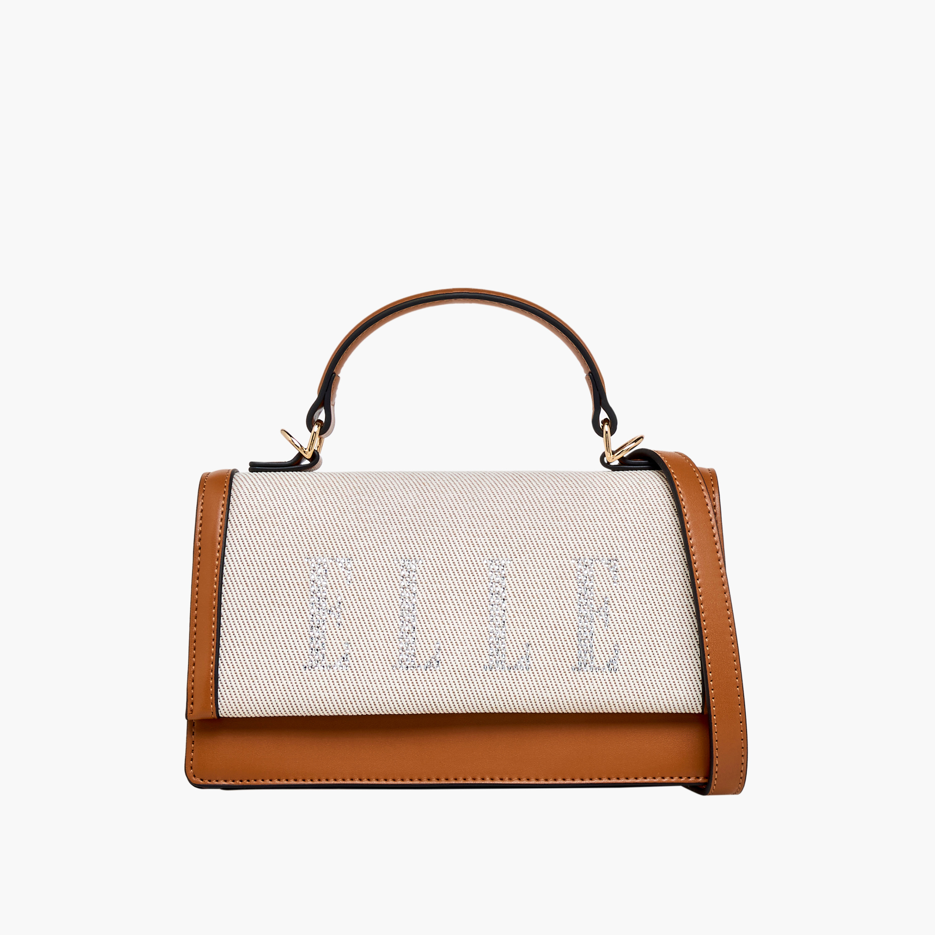 Elle Logo Embellished Satchel Bag with Grab Handle-women-bagsandwallets-handbags-image-1