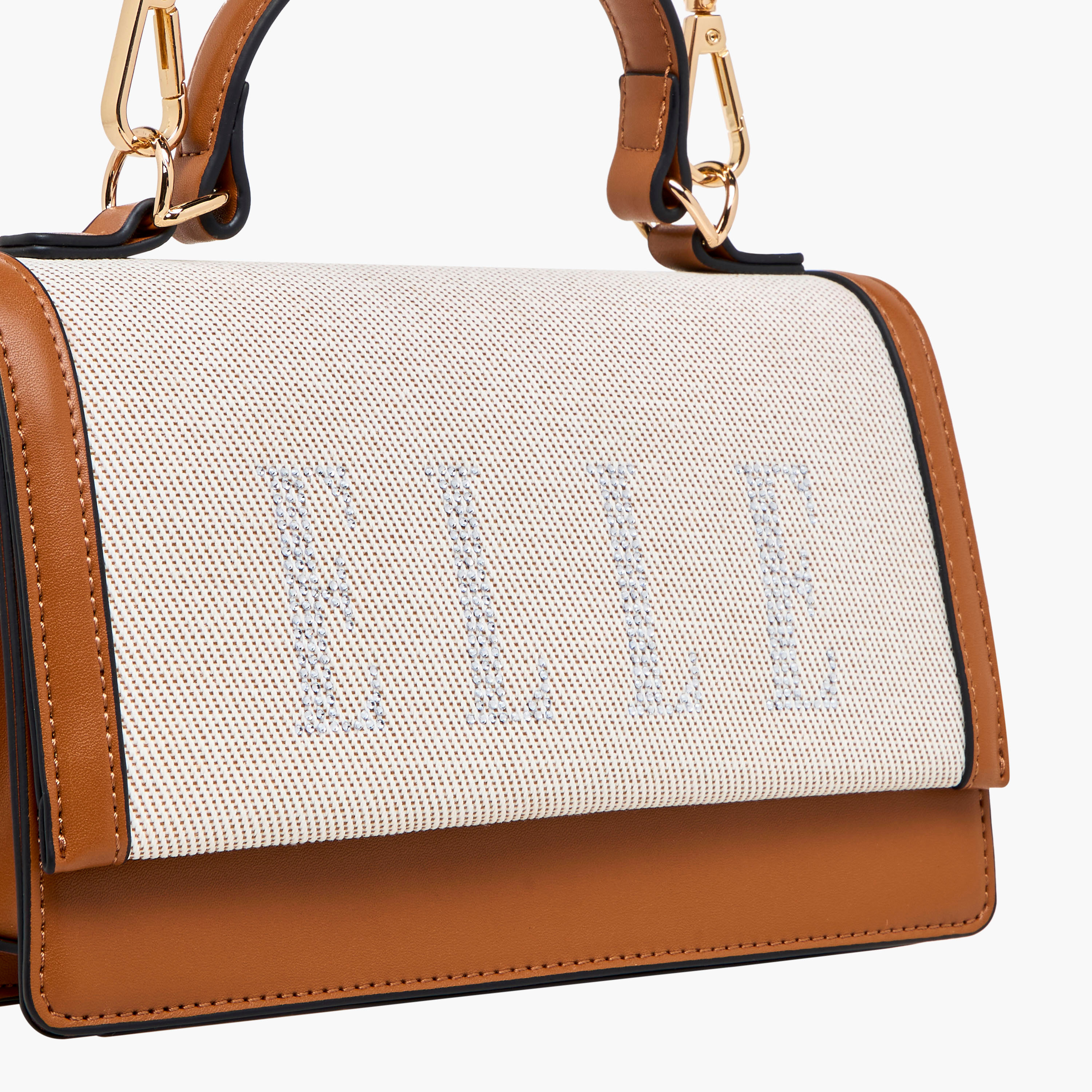 Elle Logo Embellished Satchel Bag with Grab Handle-women-bagsandwallets-handbags-image-5