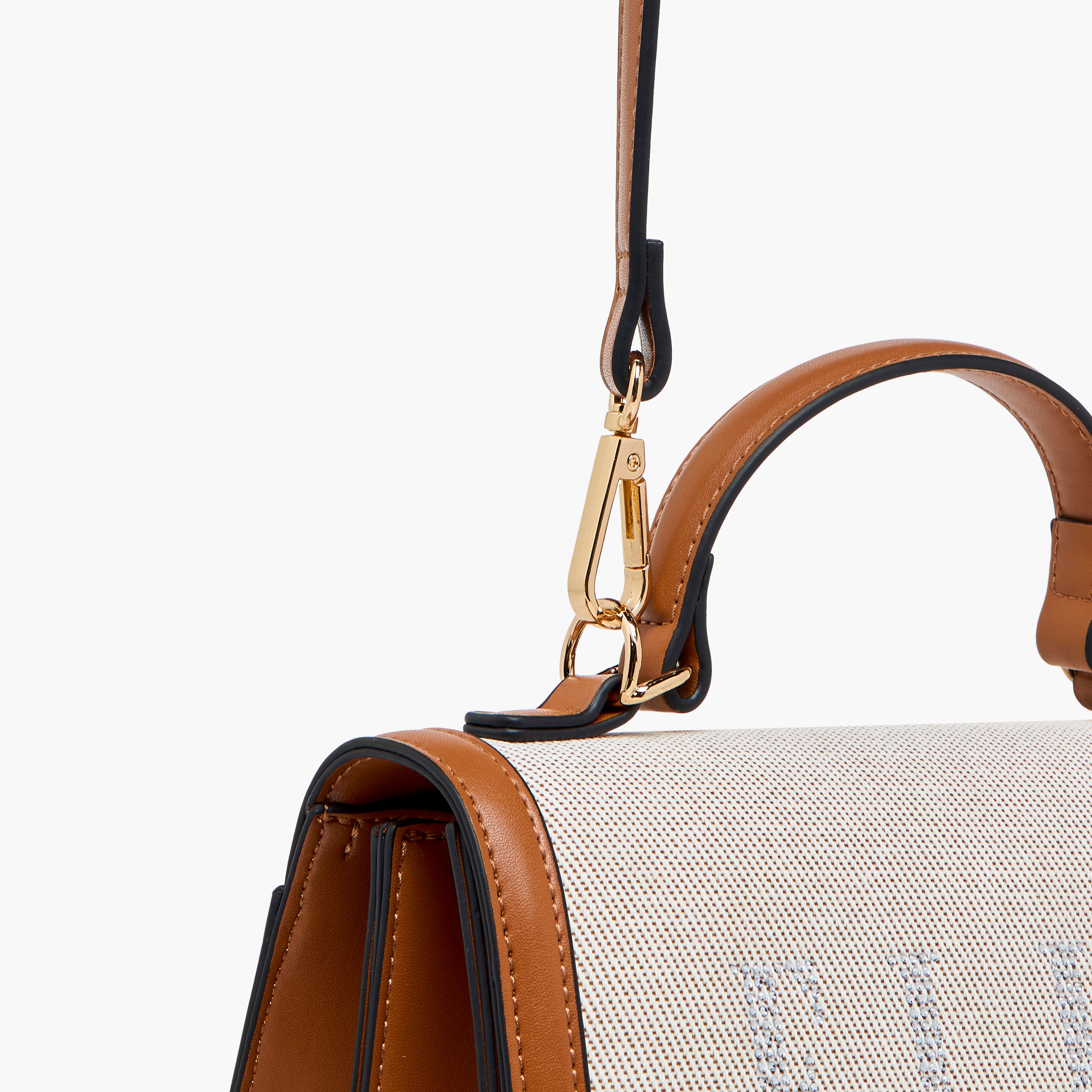 Elle Logo Embellished Satchel Bag with Grab Handle-women-bagsandwallets-handbags-image-6