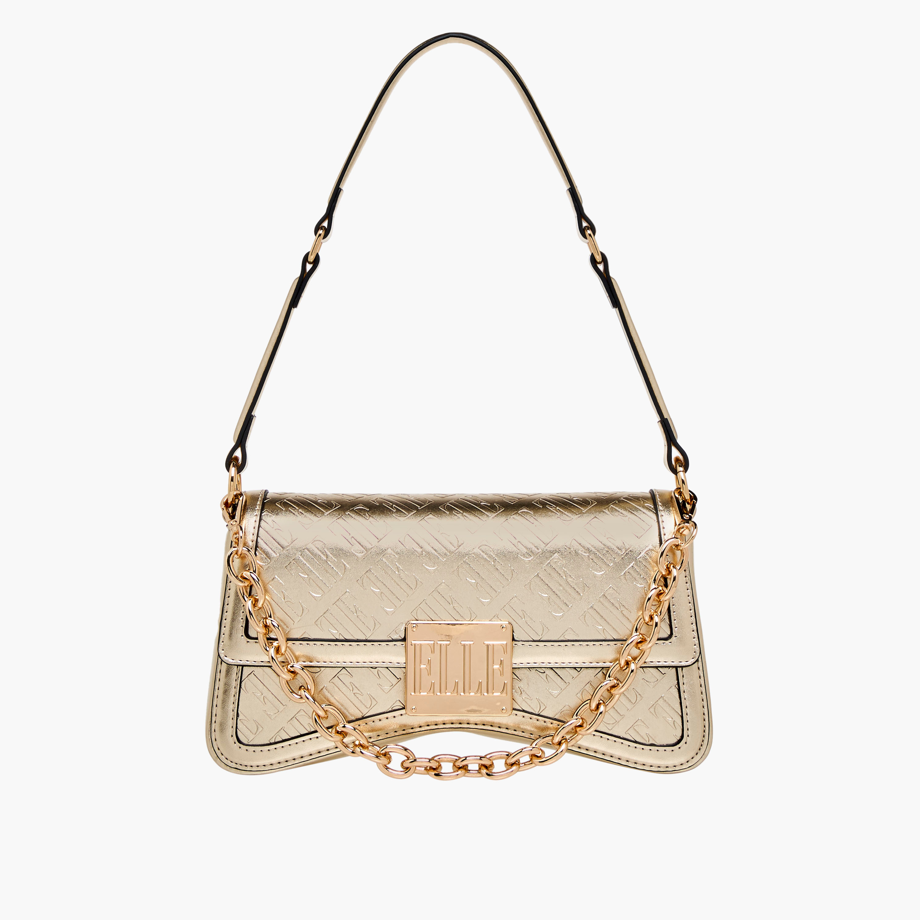 شنطة كتف بنقوش مونوجرام وزر إغلاق من إيل-women-bagsandwallets-handbags-image-1