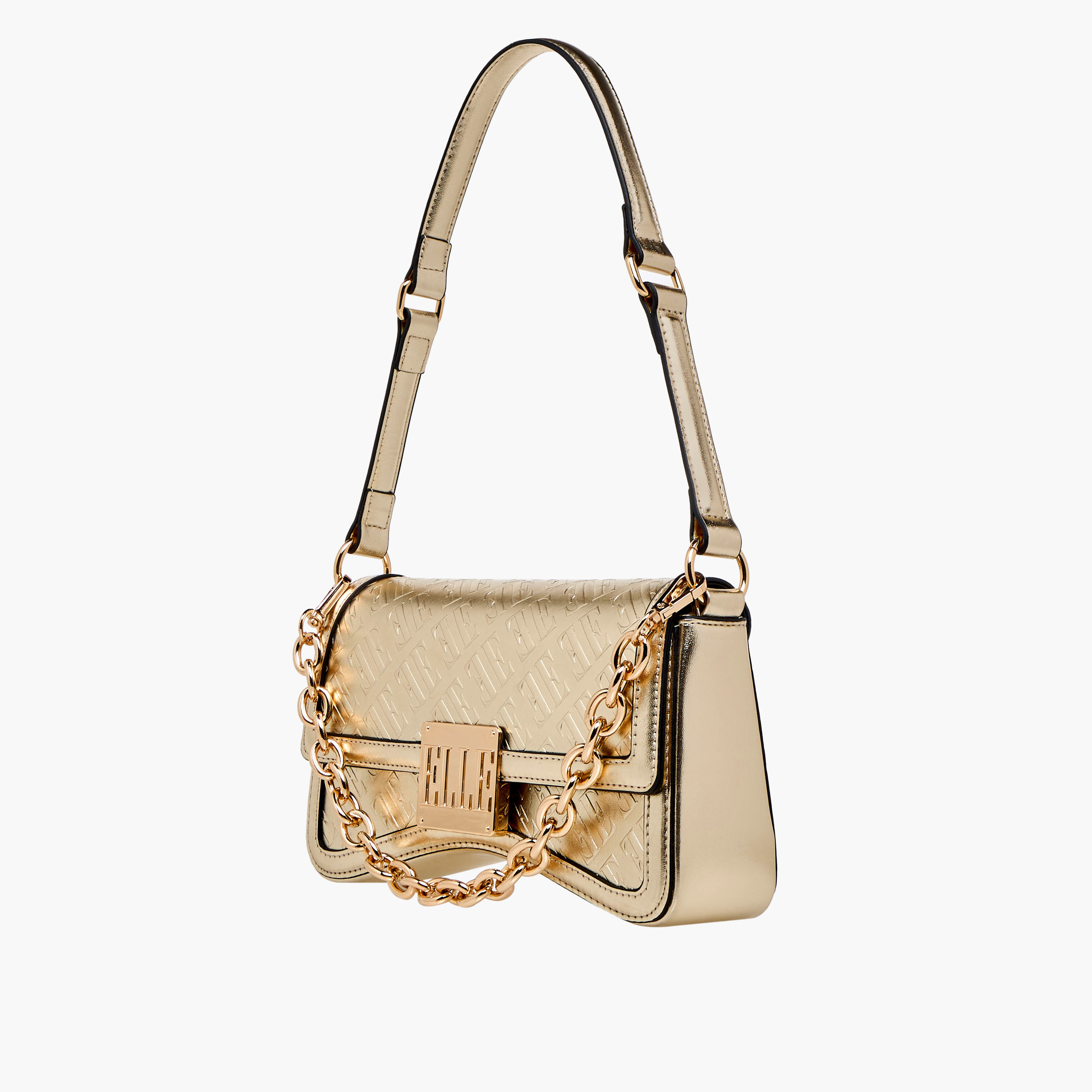 شنطة كتف بنقوش مونوجرام وزر إغلاق من إيل-women-bagsandwallets-handbags-image-4