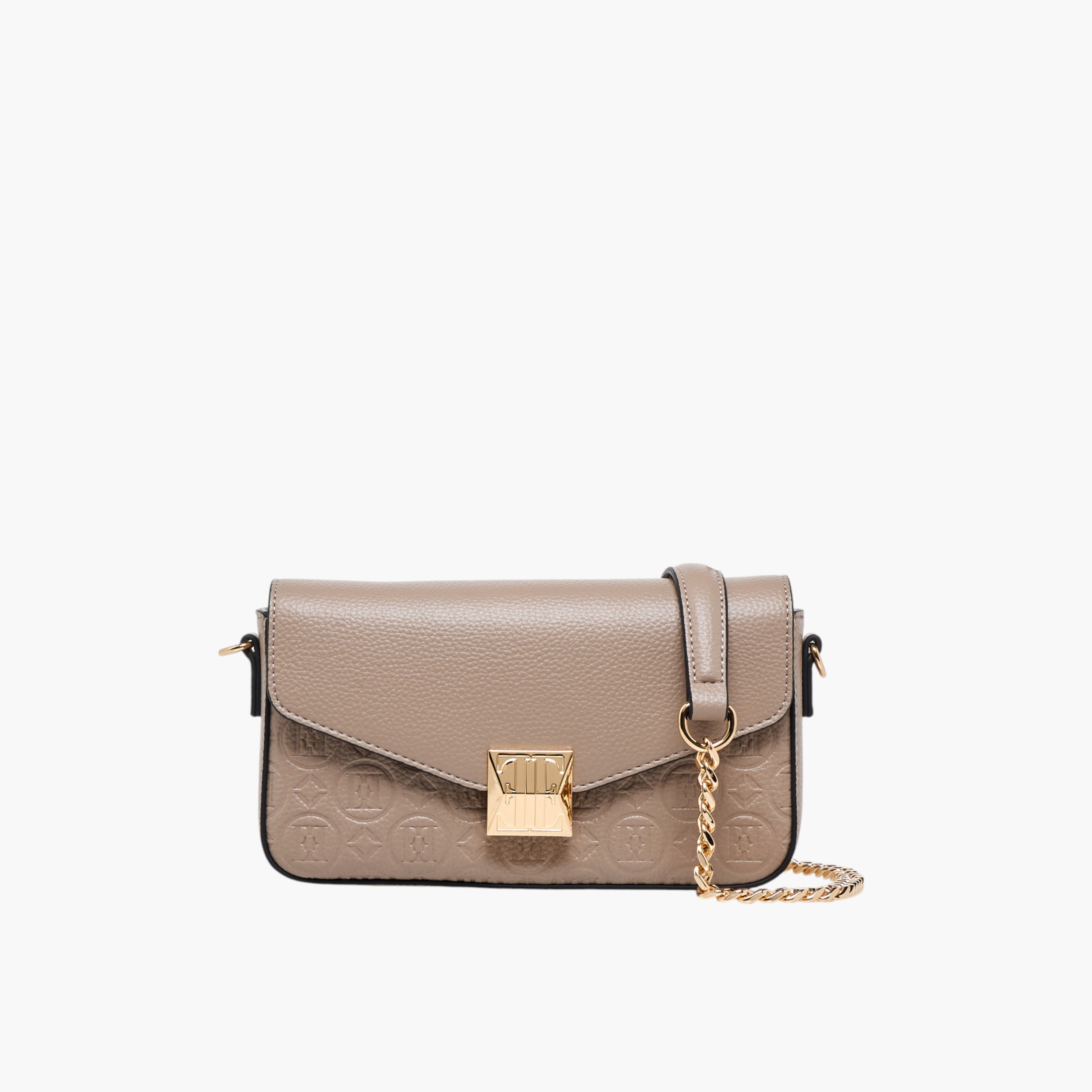 Elle Monogram Embossed Crossbody Bag with Detachable Chain Strap and Flap Closure-women-bagsandwallets-handbags-image-1