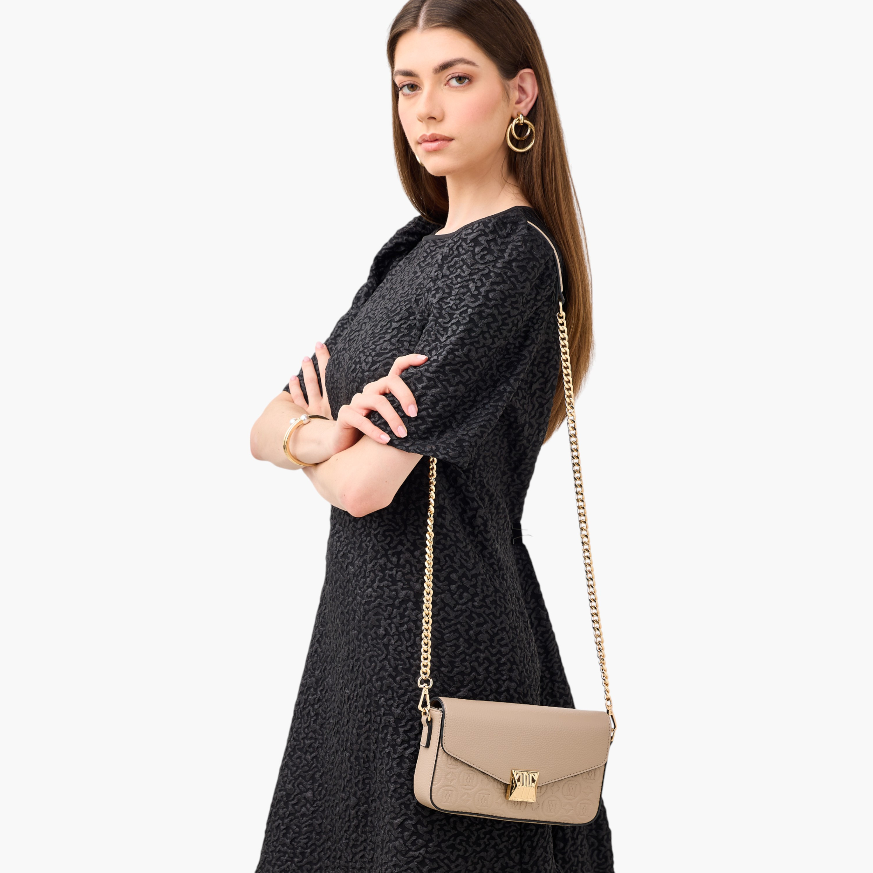 Elle Monogram Embossed Crossbody Bag with Detachable Chain Strap and Flap Closure-women-bagsandwallets-handbags-image-2