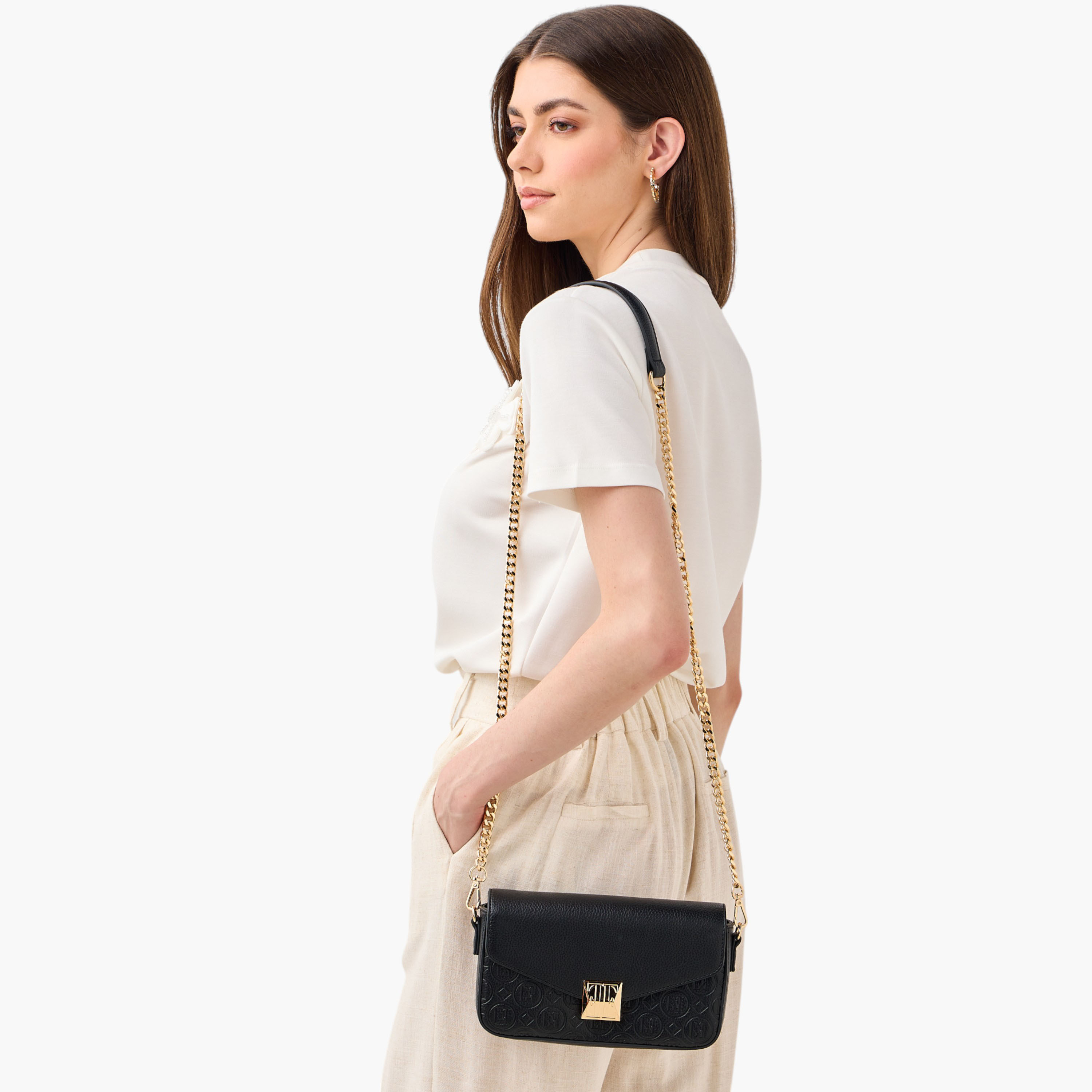 Elle Monogram Embossed Crossbody Bag with Detachable Chain Strap and Flap Closure-women-bagsandwallets-handbags-image-2