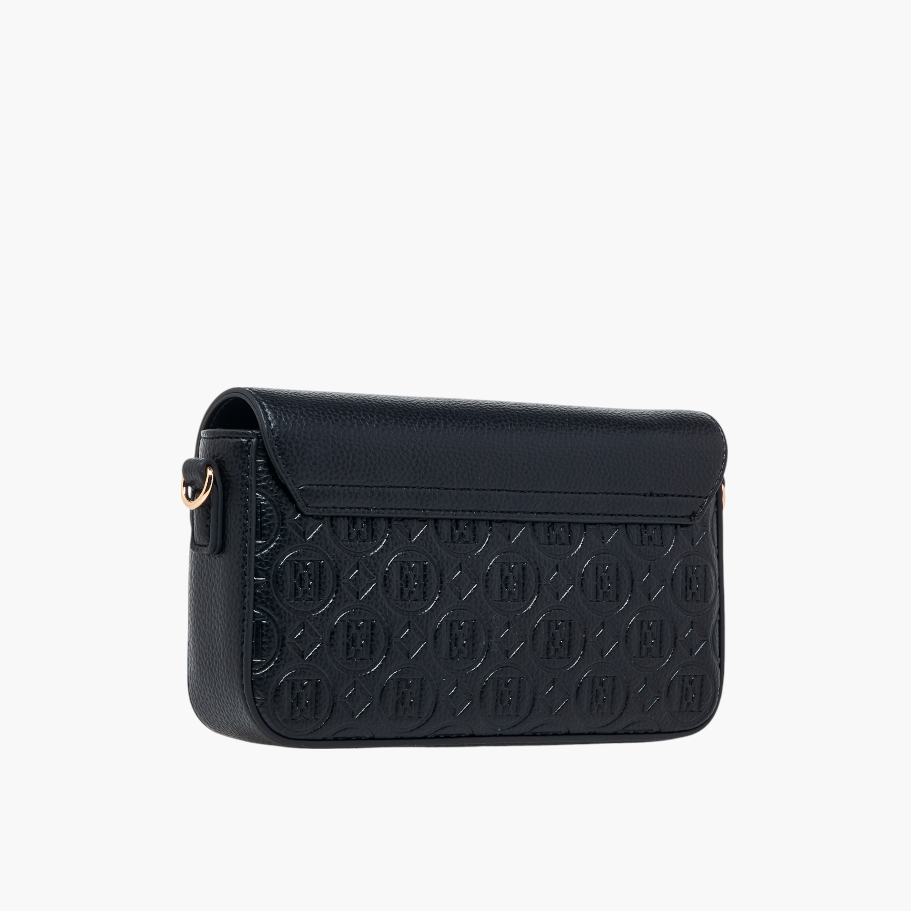 Elle Monogram Embossed Crossbody Bag with Detachable Chain Strap and Flap Closure-women-bagsandwallets-handbags-image-4