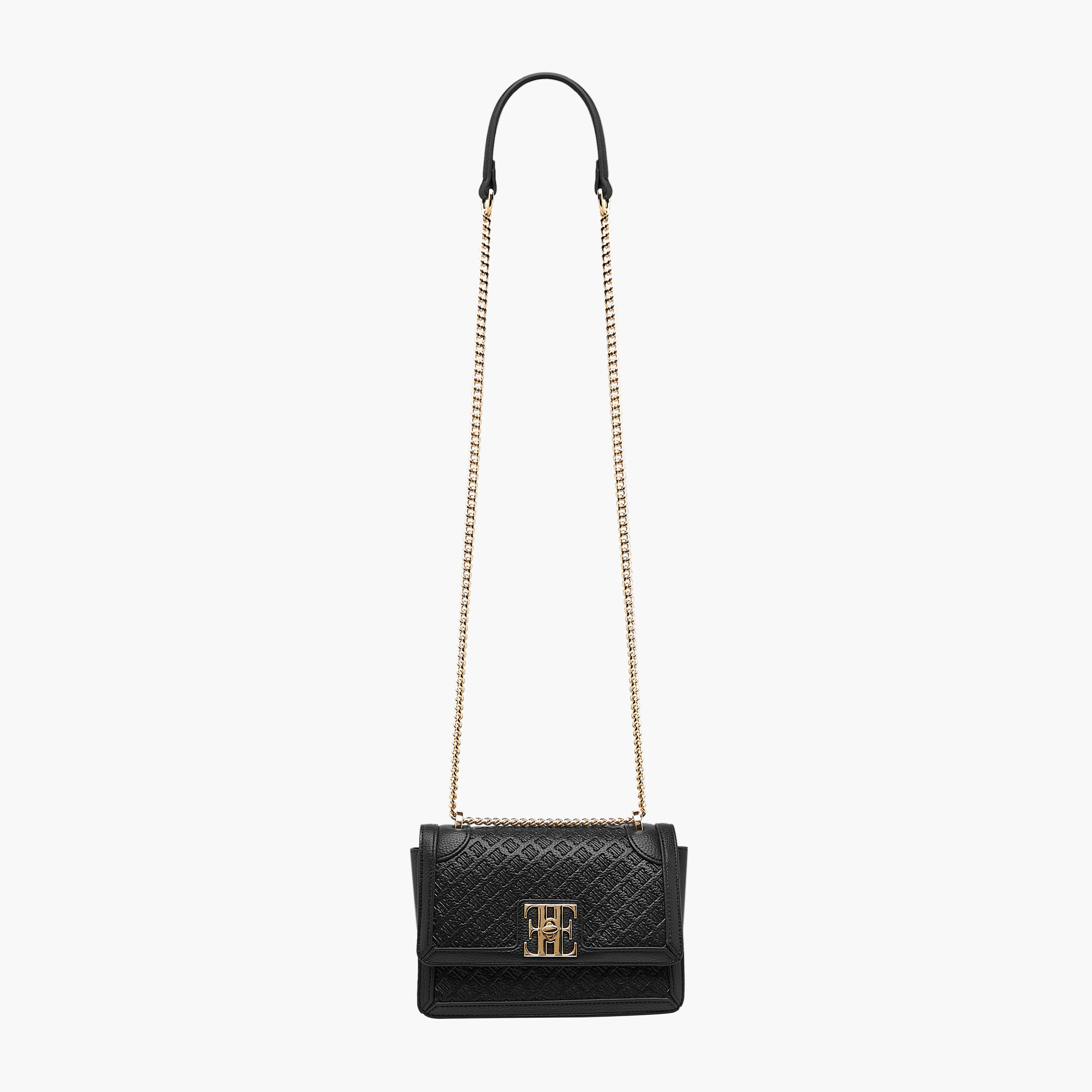 شنطة كروس بودي بحزام سلسلة وطية إغلاق ونقوش مونوجرام من إيل-women-bagsandwallets-handbags-image-3