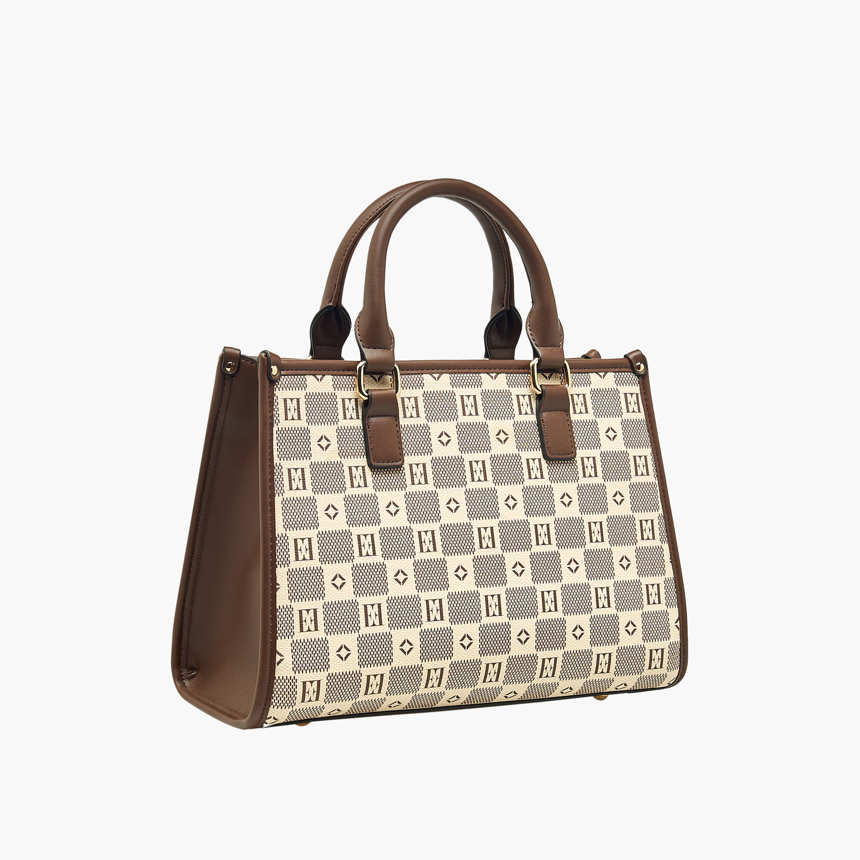Elle Monogram Print Tote Bag with Double Handle and Zip Closure-women-bagsandwallets-handbags-image-5