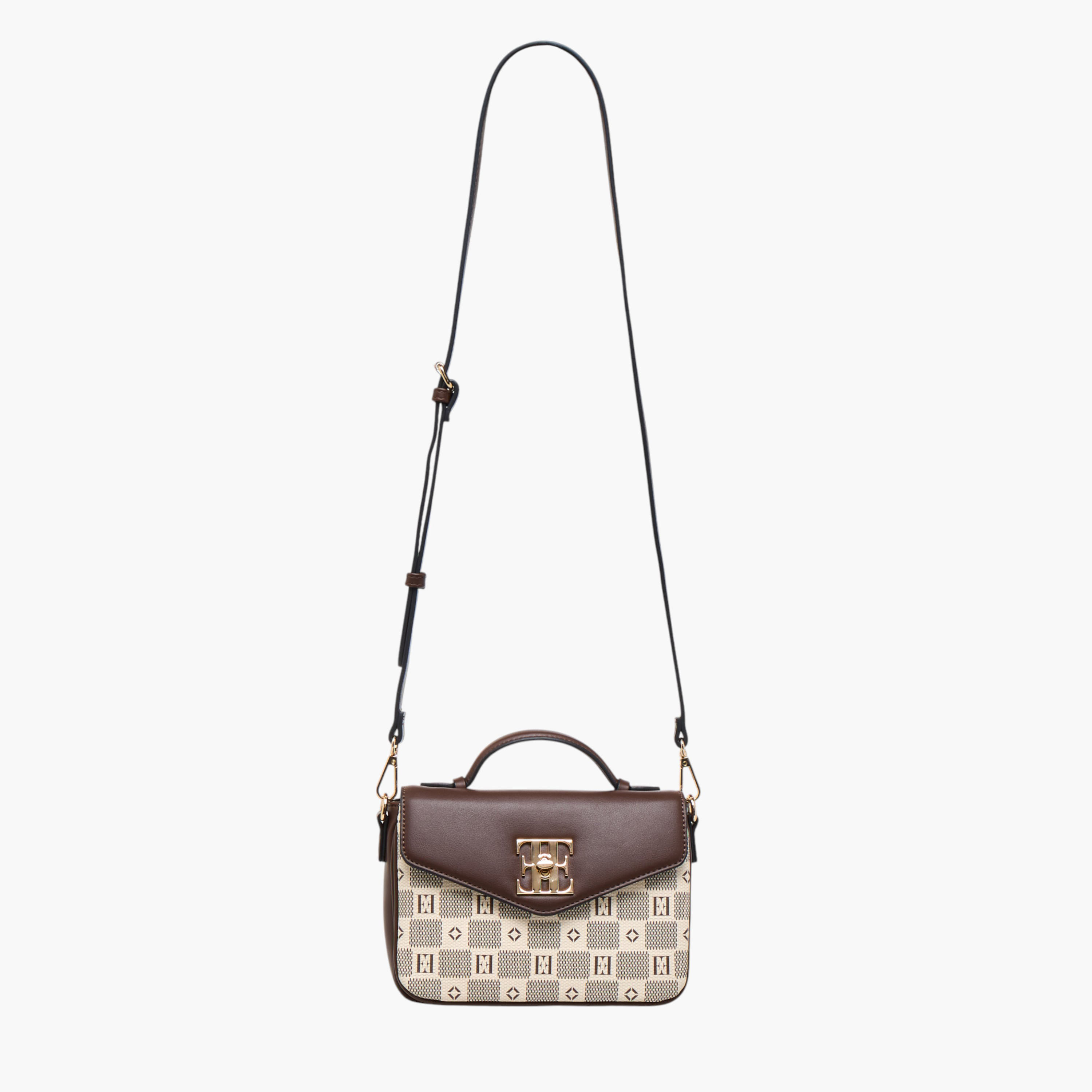 Elle Monogram Print Crossbody Bag with Flap Closure and Detachable Strap-women-bagsandwallets-handbags-image-4