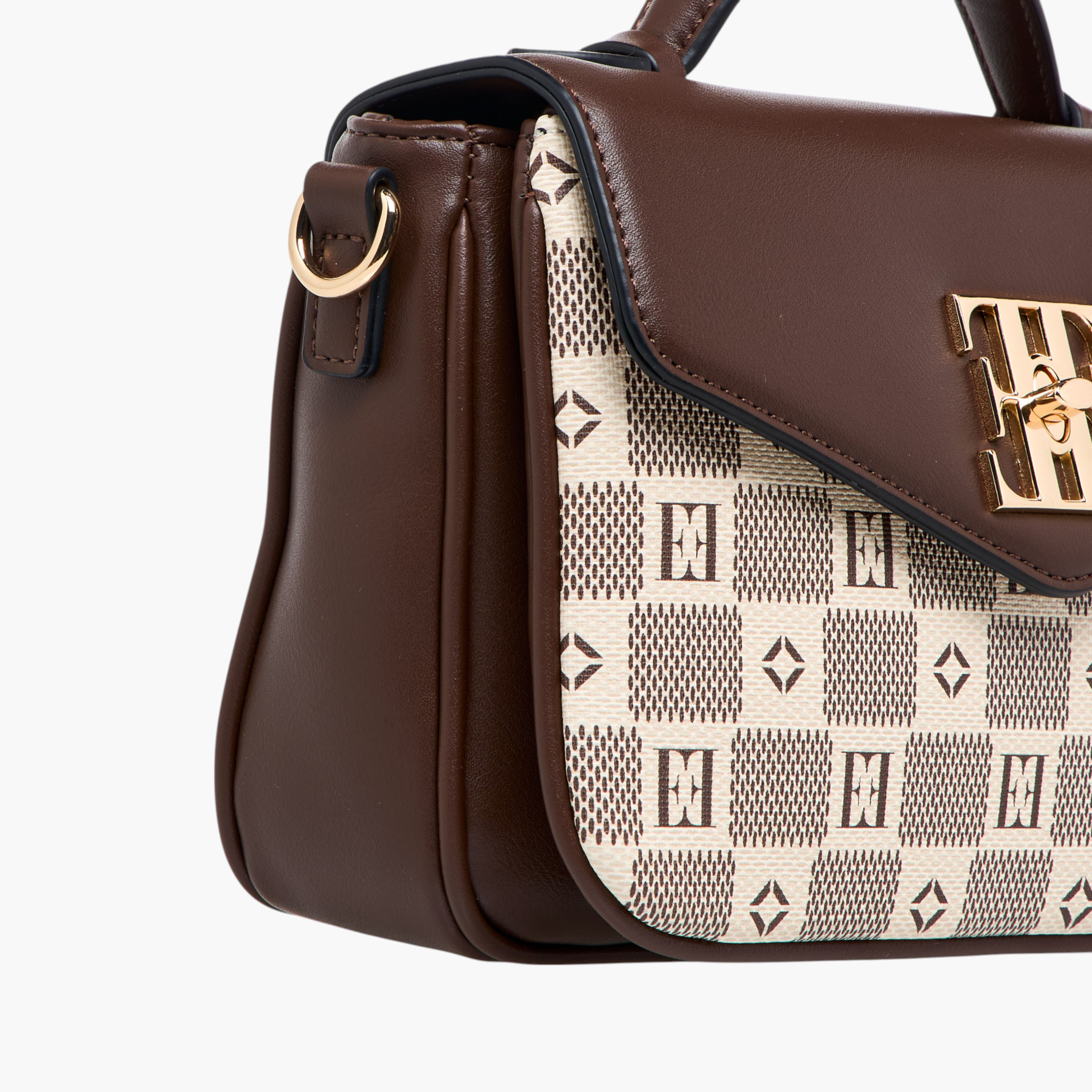 Elle Monogram Print Crossbody Bag with Flap Closure and Detachable Strap-women-bagsandwallets-handbags-image-7