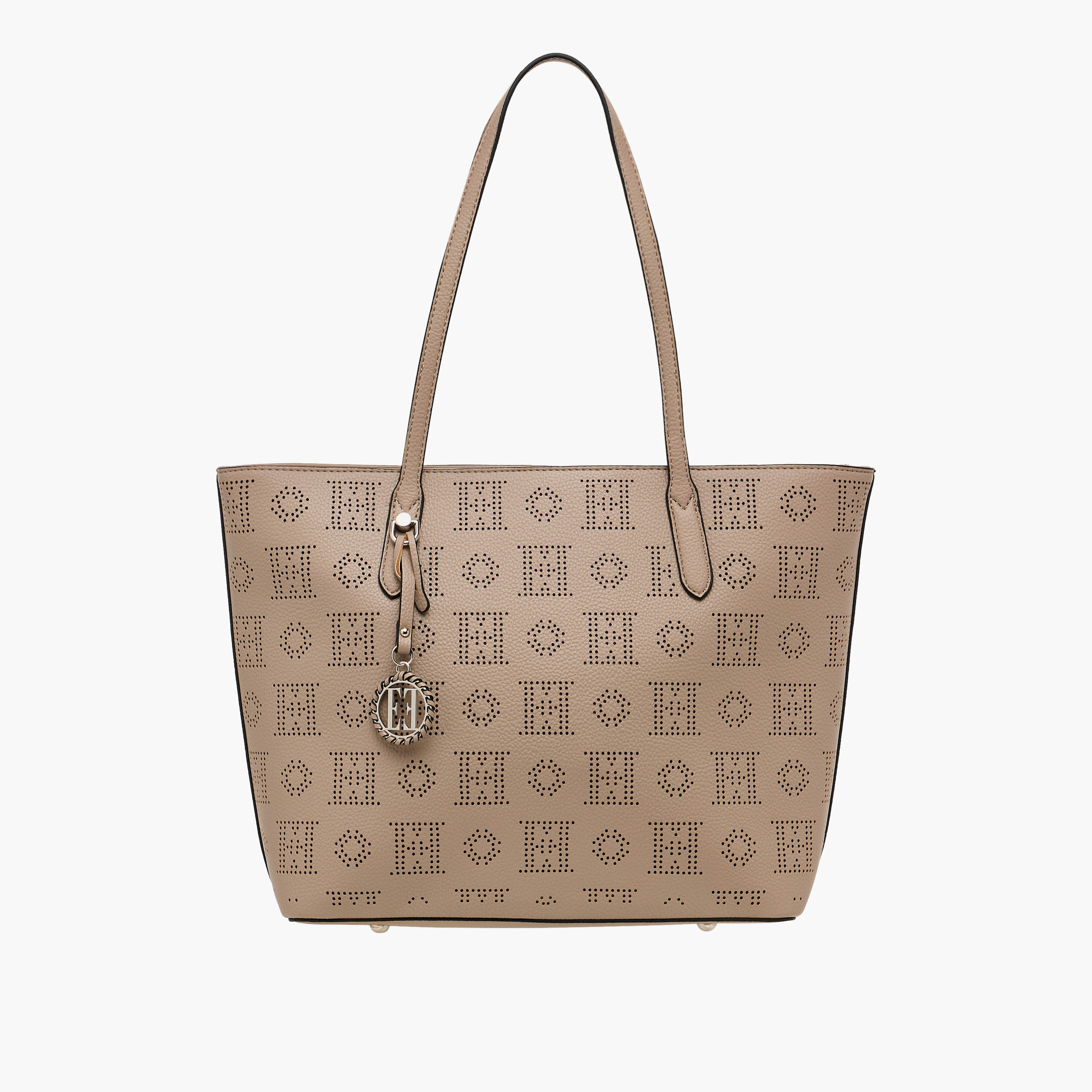 Elle Laser Cut Tote Bag with Double Handle and Zip Closure-women-bagsandwallets-handbags-image-1