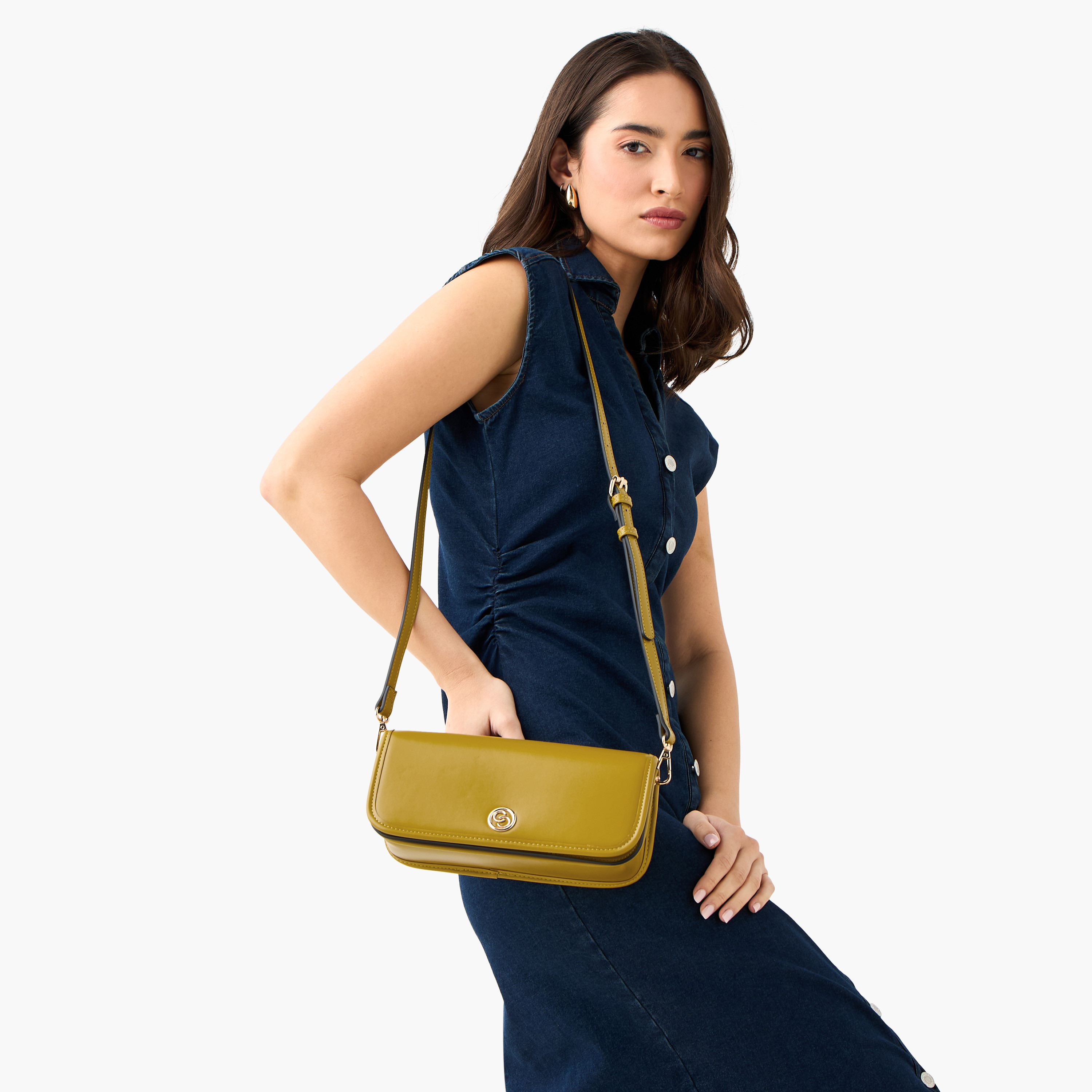 شنطة كروس بودي سادة بحزام قابل للفصل وطية إغلاق من سيليست-women-bagsandwallets-handbags-image-3
