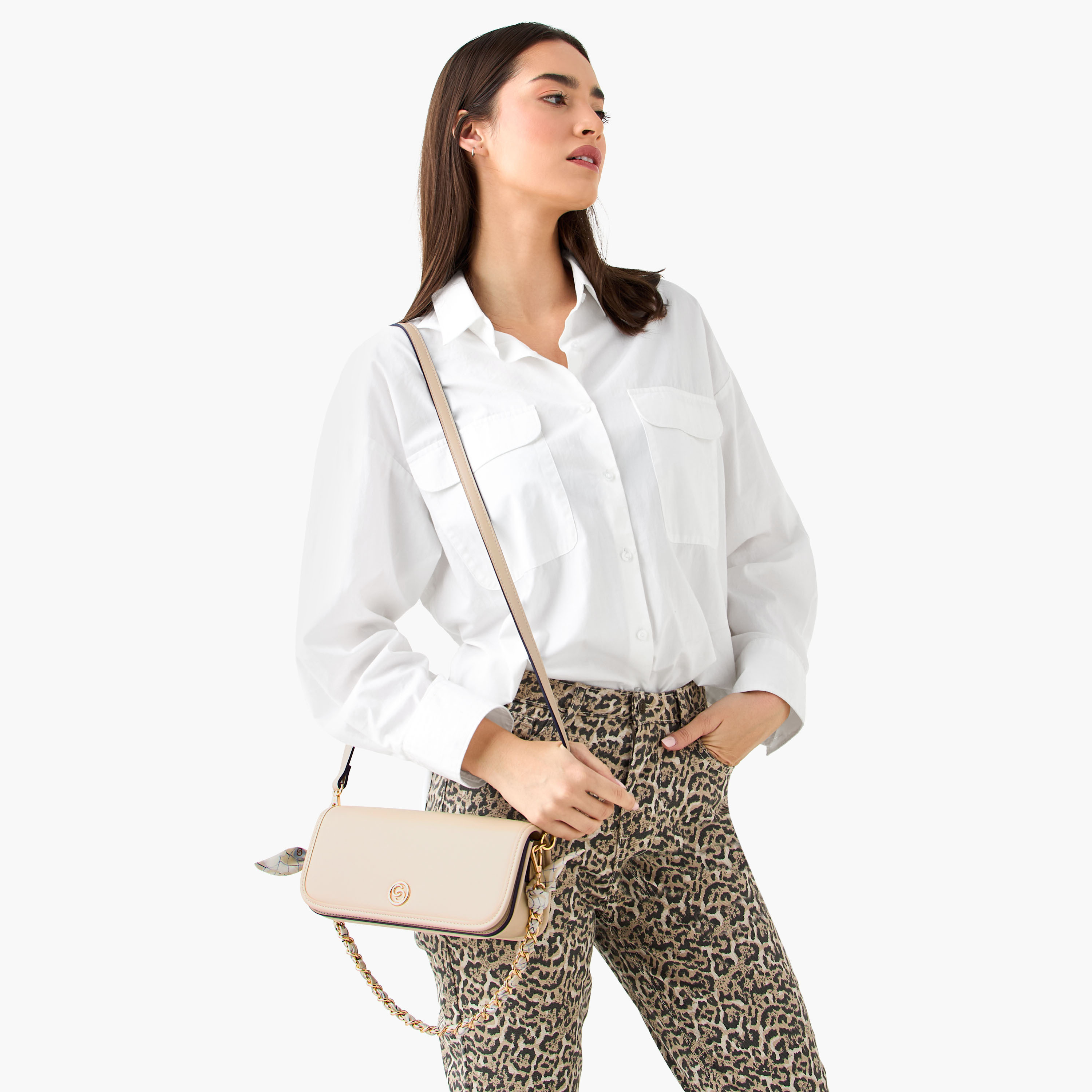 شنطة كروس بودي سادة بحزام قابل للفصل وطية إغلاق من سيليست-women-bagsandwallets-handbags-image-3