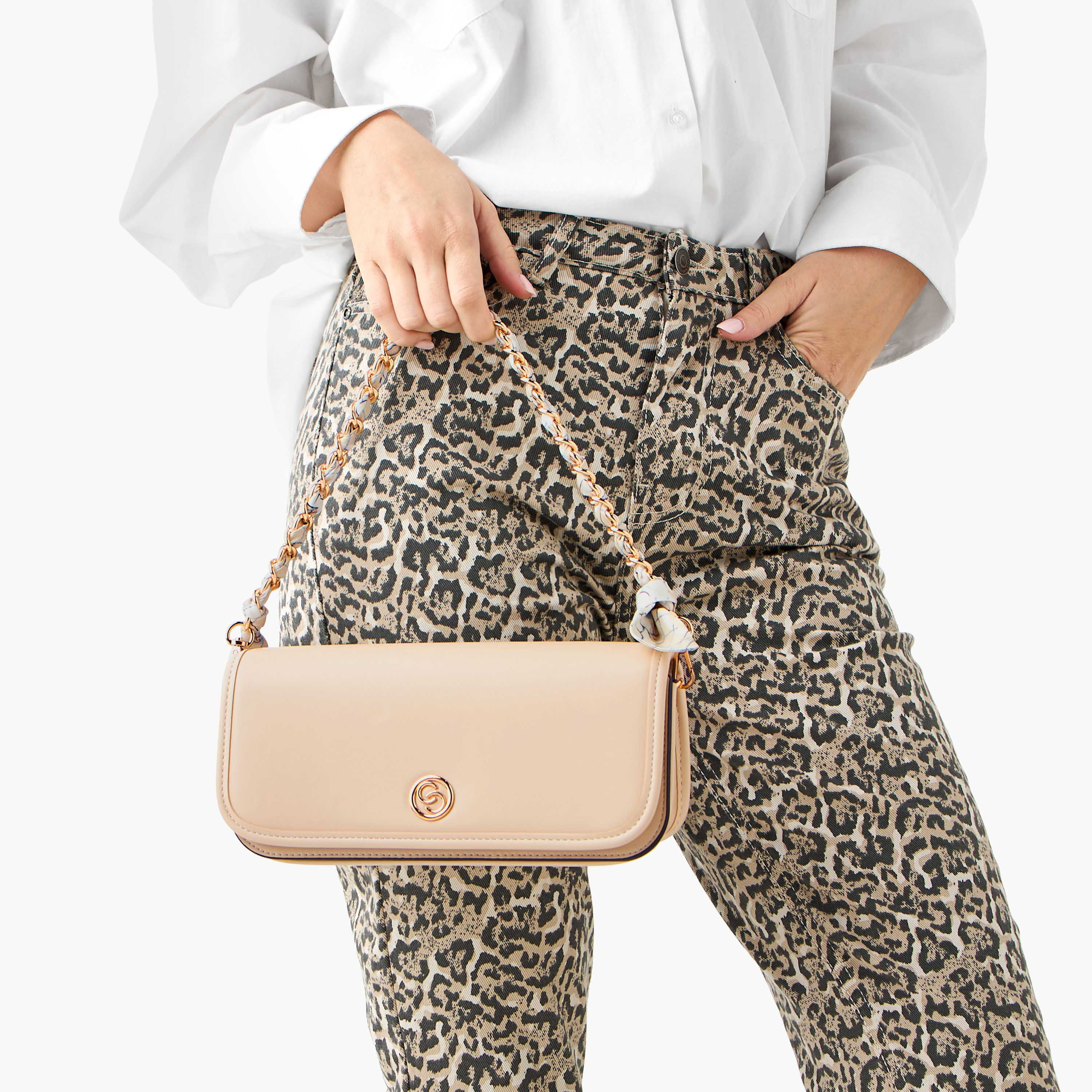 شنطة كروس بودي سادة بحزام قابل للفصل وطية إغلاق من سيليست-women-bagsandwallets-handbags-image-10