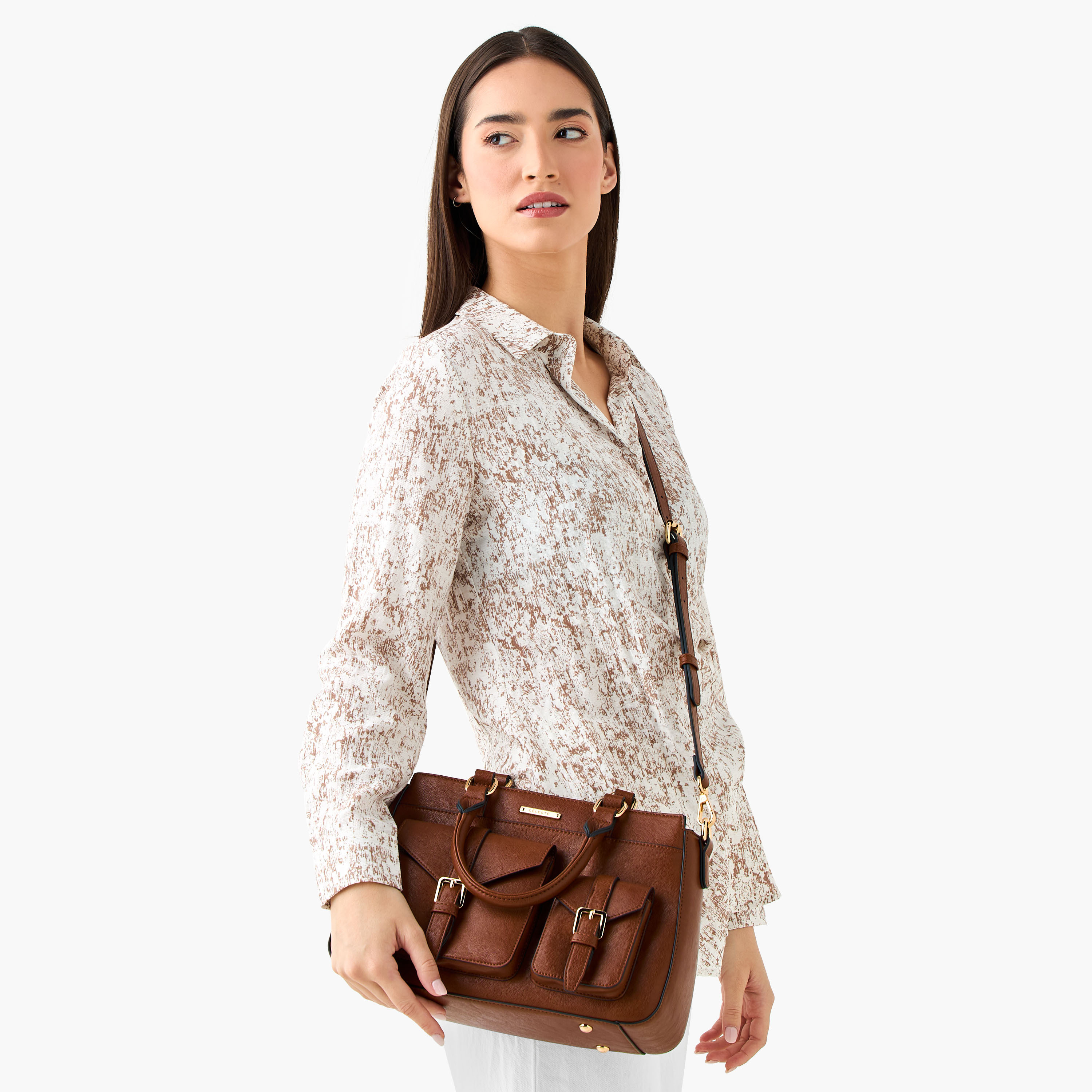 Celeste Solid Tote Bag with Detachable Strap and Zip Closure-women-bagsandwallets-handbags-image-3