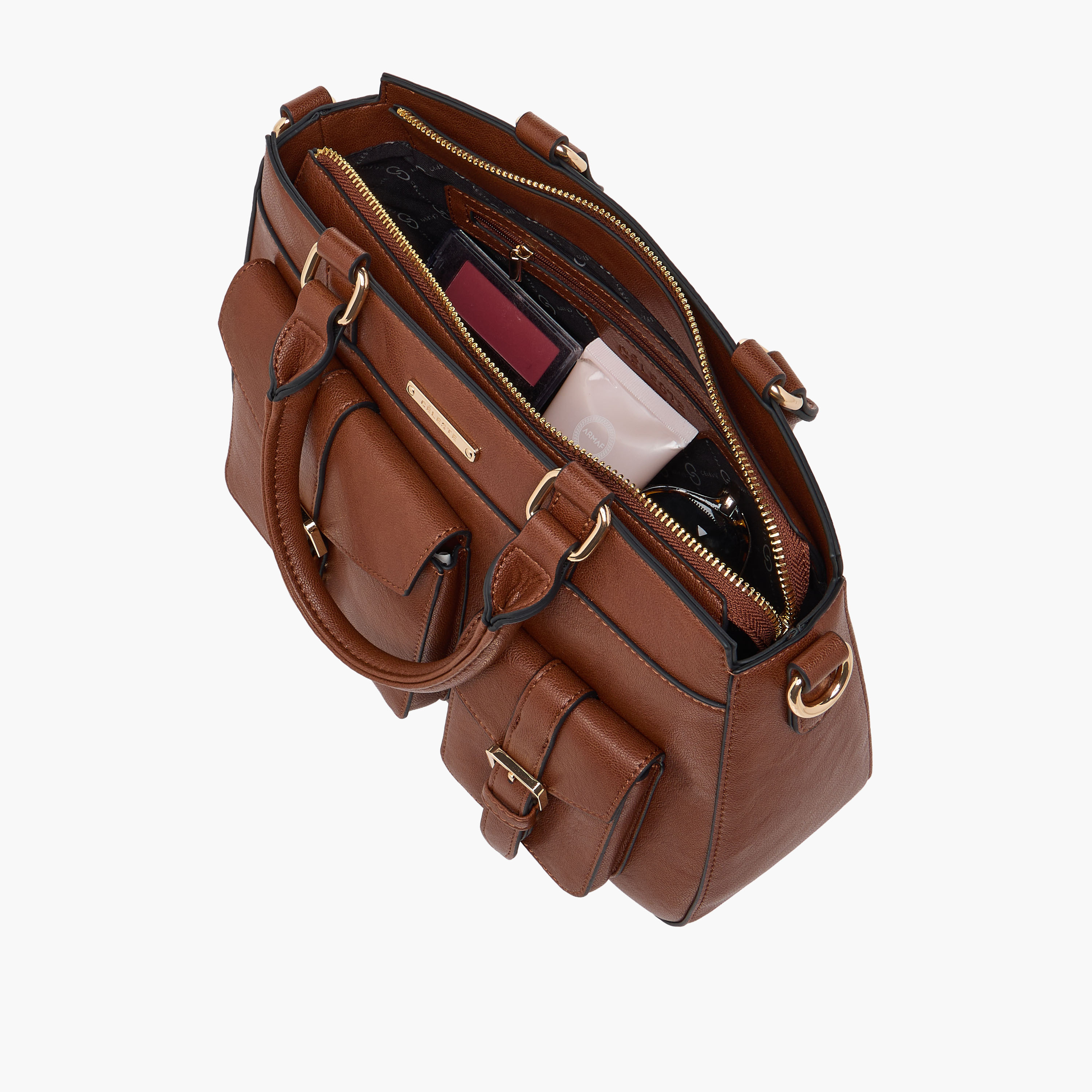 Celeste Solid Tote Bag with Detachable Strap and Zip Closure-women-bagsandwallets-handbags-image-10