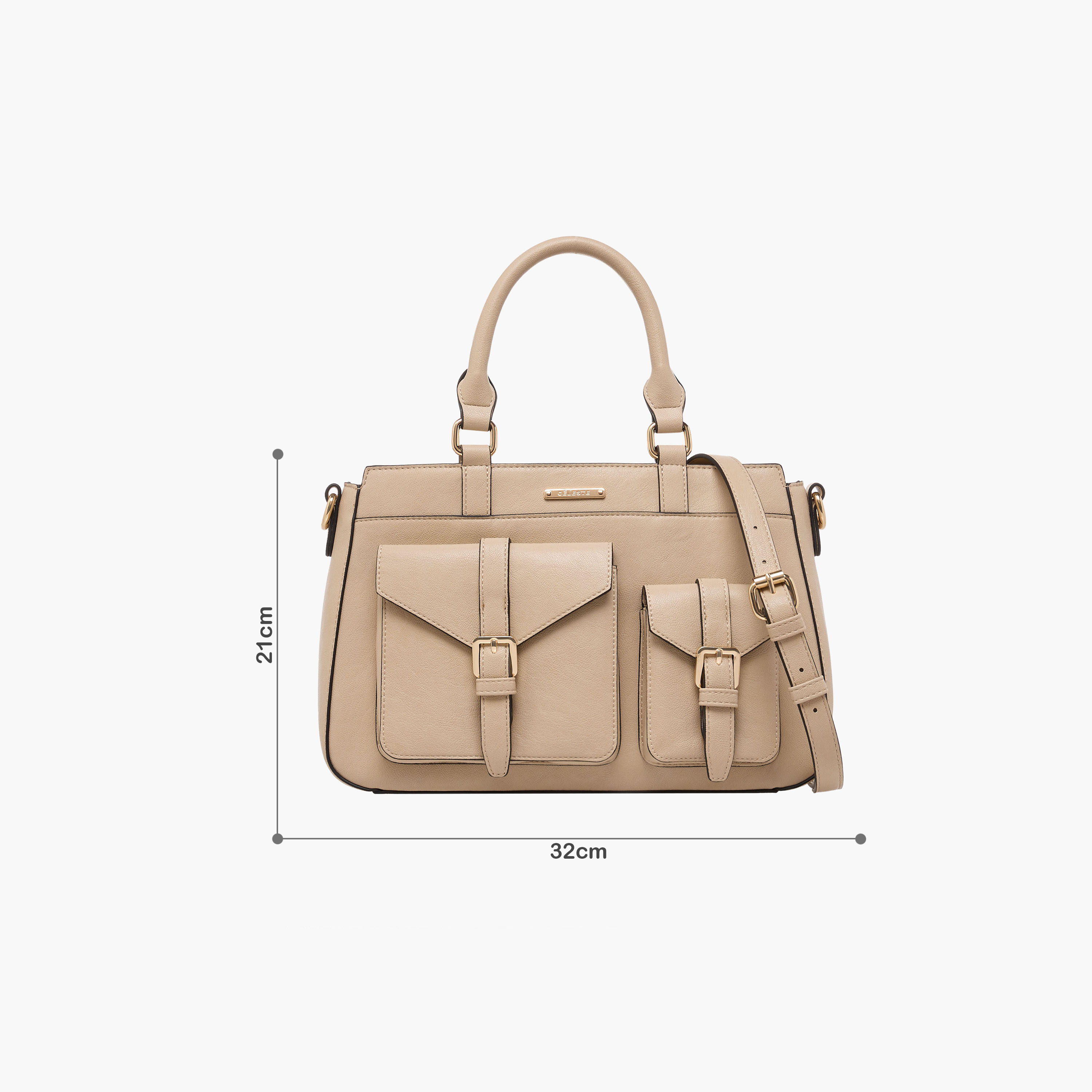 Celeste Solid Tote Bag with Detachable Strap and Zip Closure-women-bagsandwallets-handbags-image-2