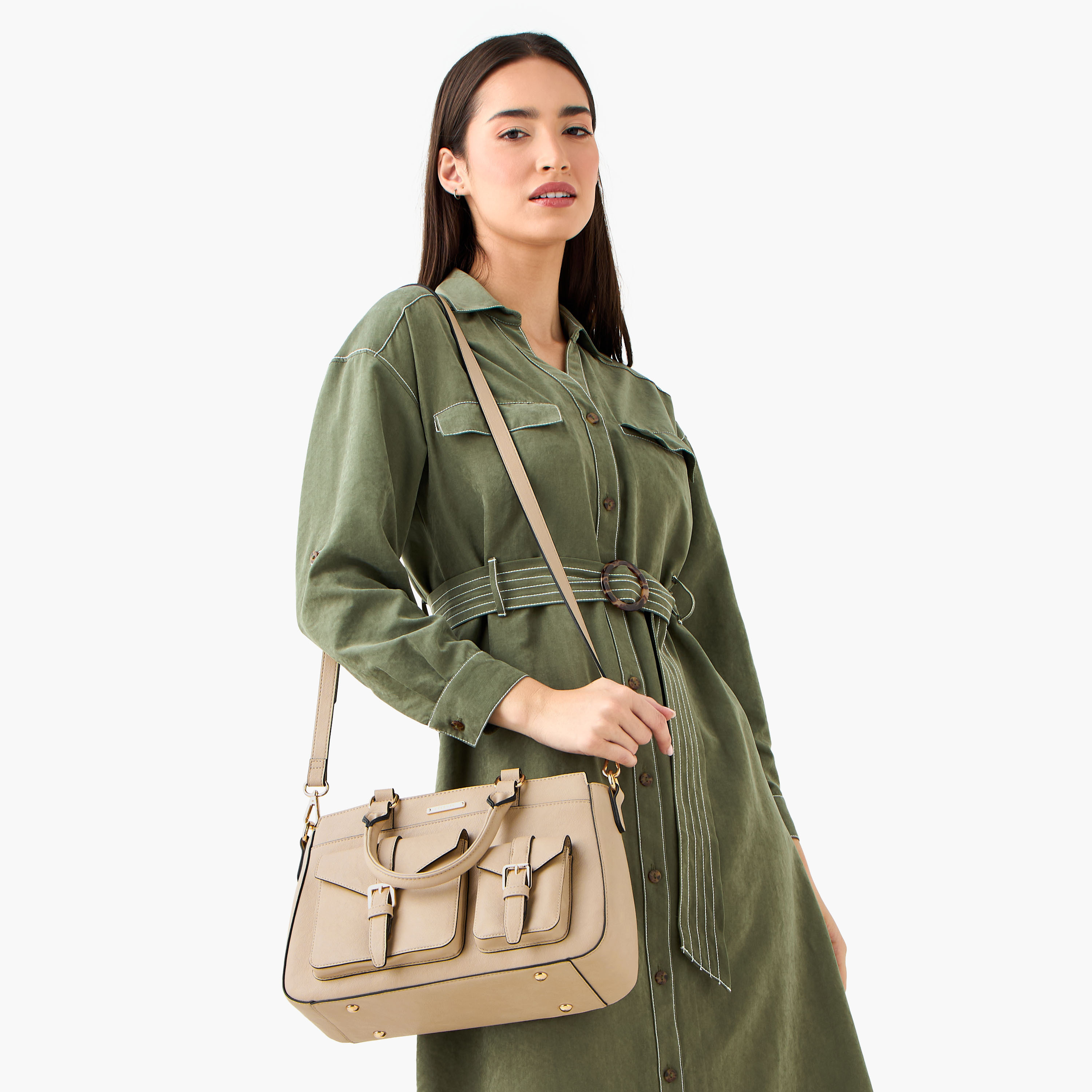 Celeste Solid Tote Bag with Detachable Strap and Zip Closure-women-bagsandwallets-handbags-image-3
